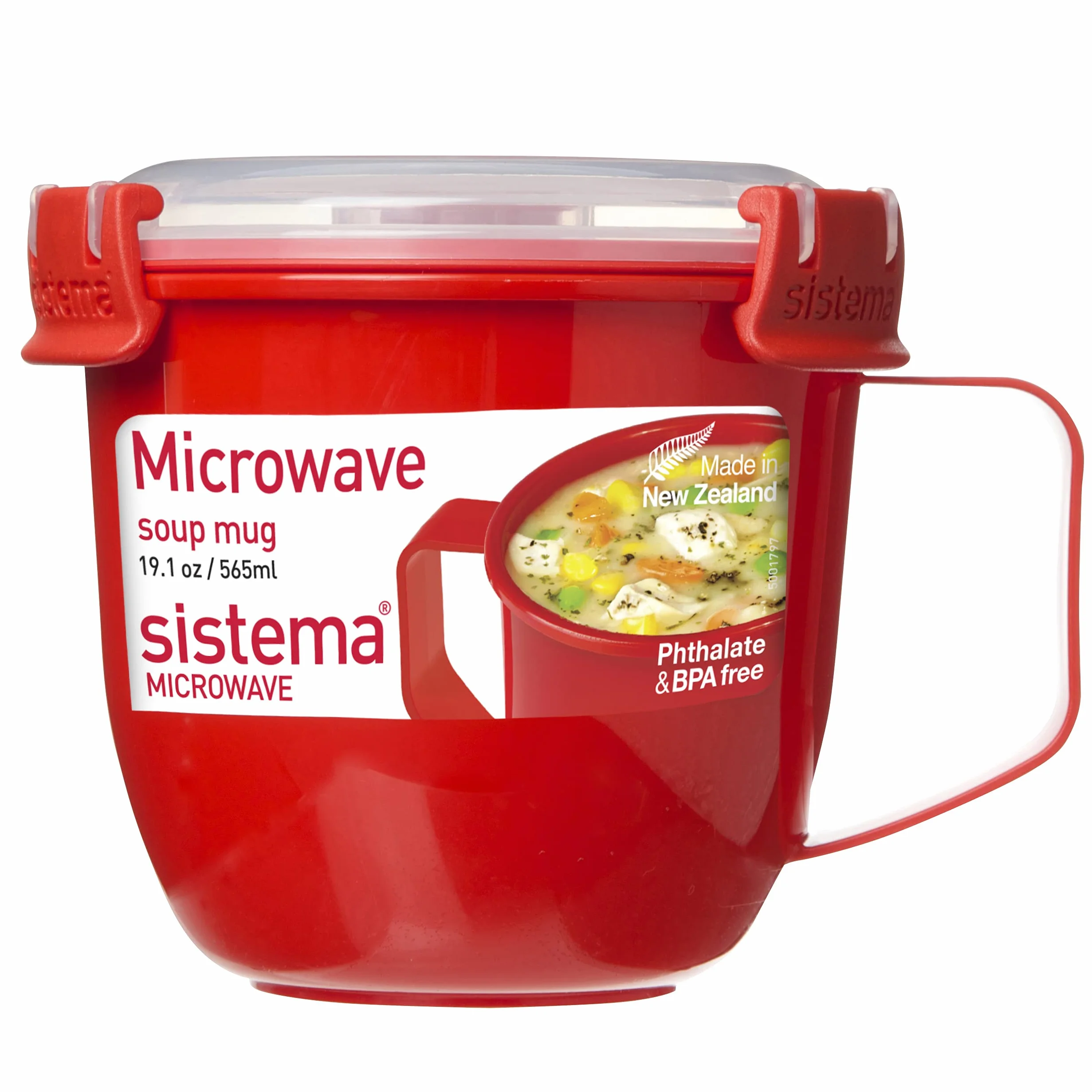 Sistema kubek do zupy do kuchenki mikrofalowej 565 ml czerwony
