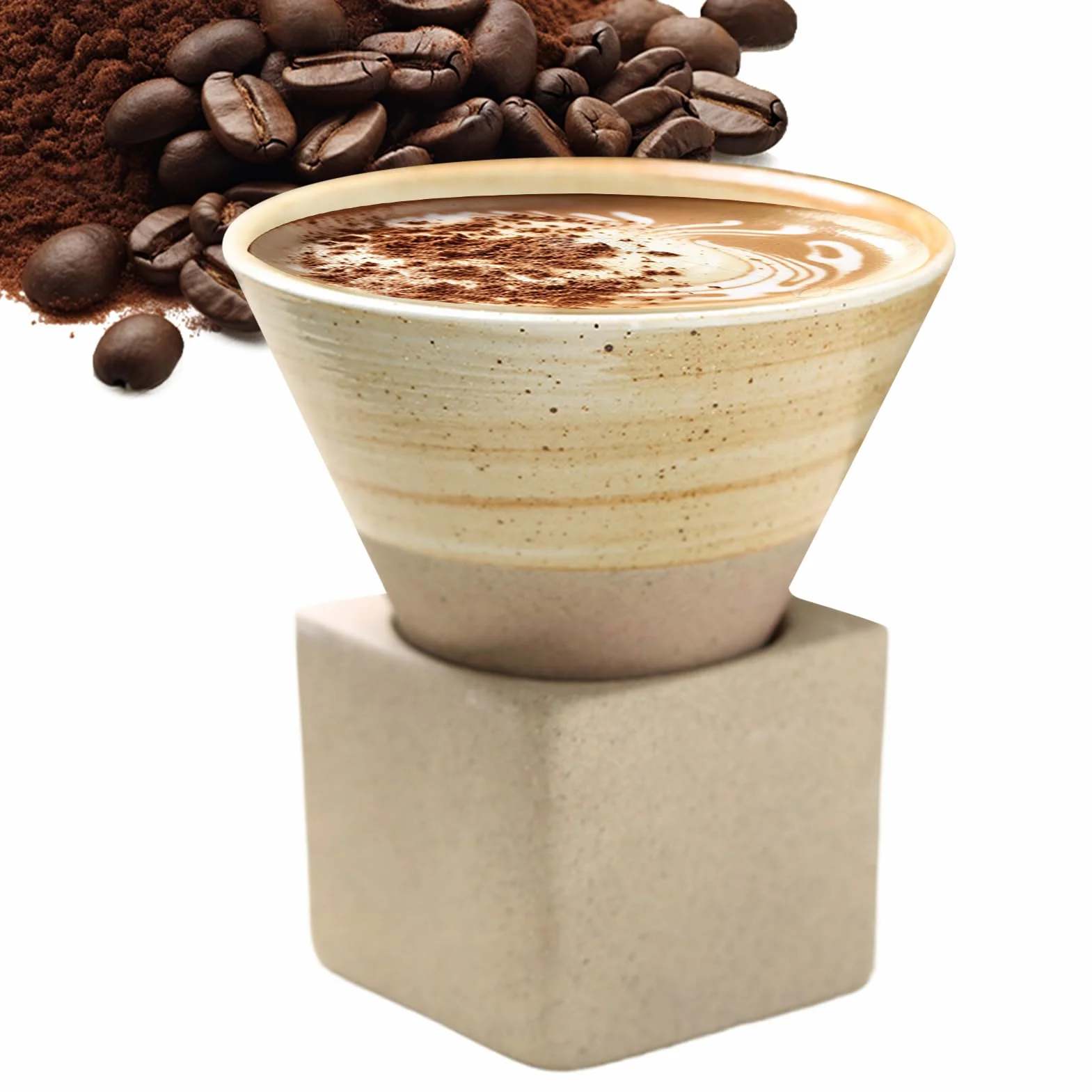 Kubek ceramiczny 100ml japoński stożkowy z lejkiem do herbaty ręcznie robiony retro