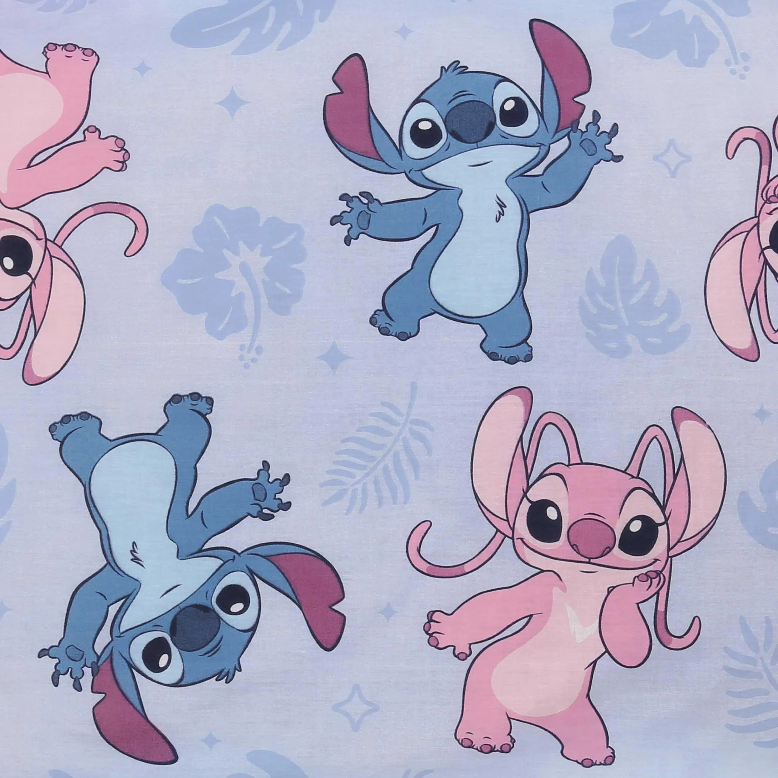 DISNEY Stitch Niebieska, DWUSTRONNA, bawełniana pościel dziecięca na zamek, 100% BAWEŁNA OEKO-TEX (140x200cm+70x90cm)
