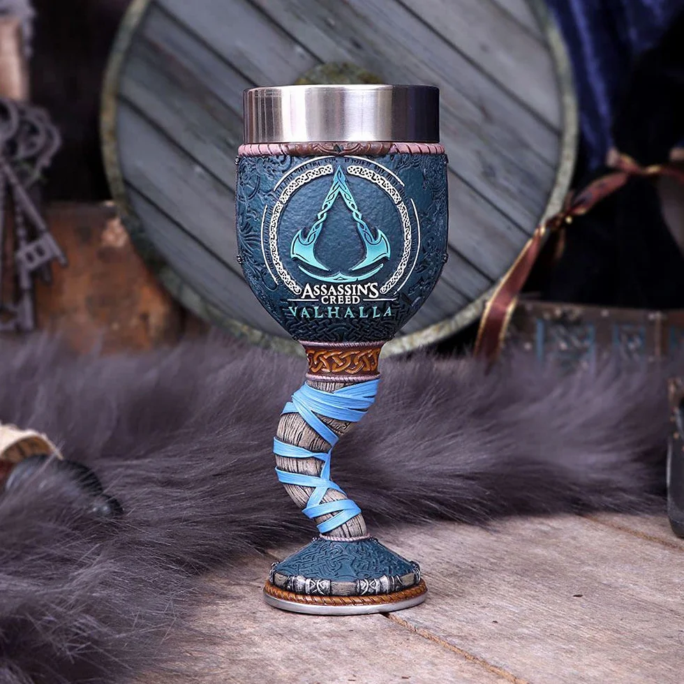 Nemesis Now Oficjalna licencja Assassins Creed Valhalla Viking Game Goblet, żywica ze stali nierdzewnej