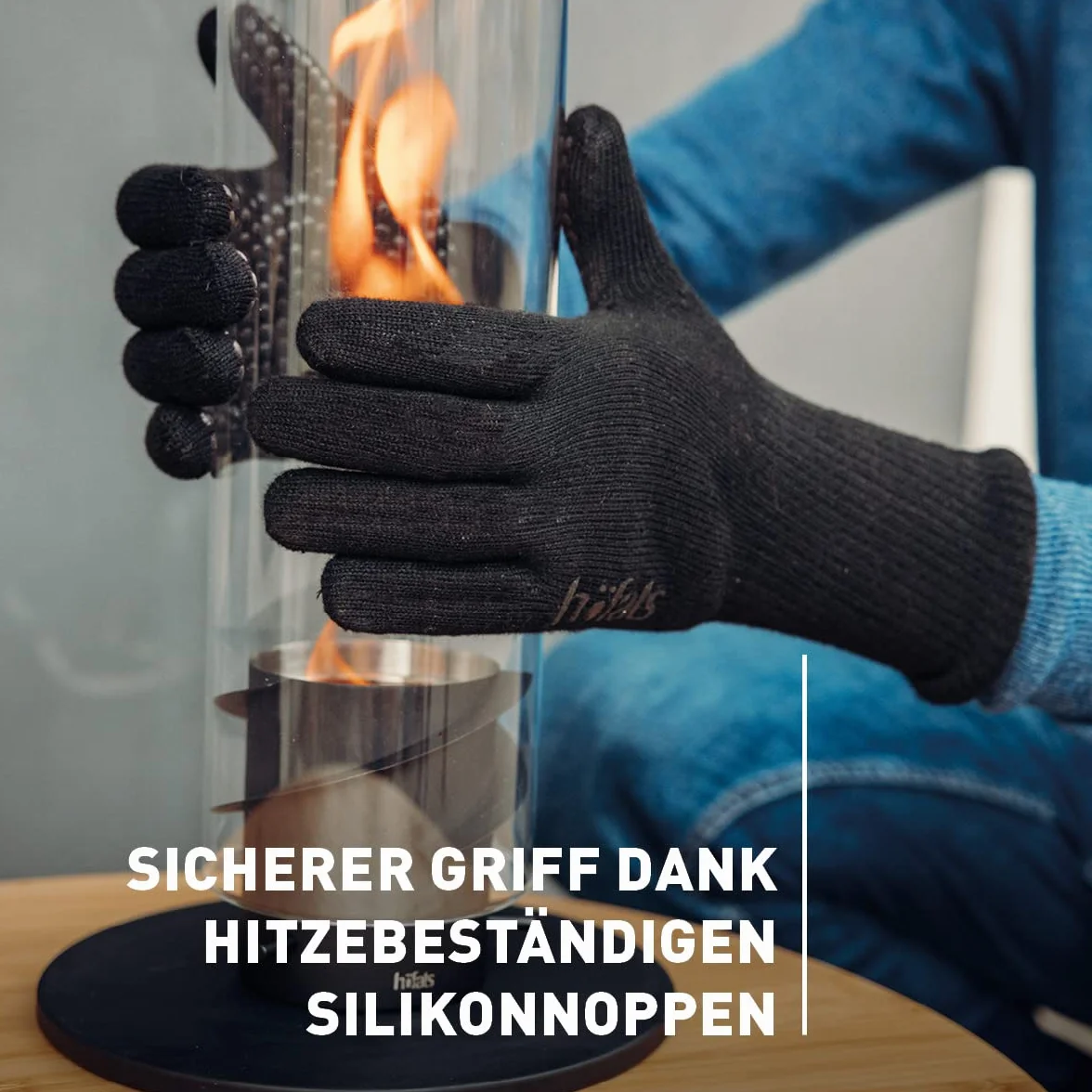 höfats - Rękawice do grilla – odporne na temperaturę do 800°C, ognioodporne rękawice z włókna aramidowego – antypoślizgowa powierzchnia dzięki silikonowym wypustkom – certyfikat zgodności z EN 407 i