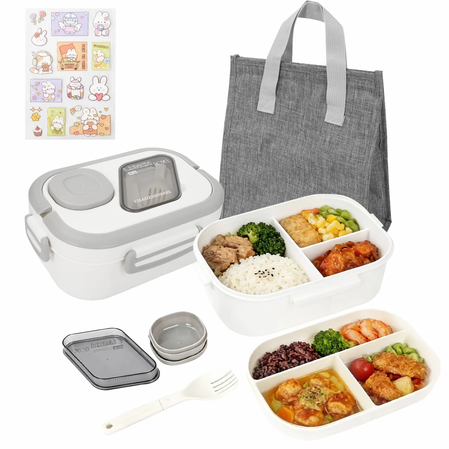 Pudełko na lunch Bento izolowane 2-poziomowe z regulowanymi przegródkami