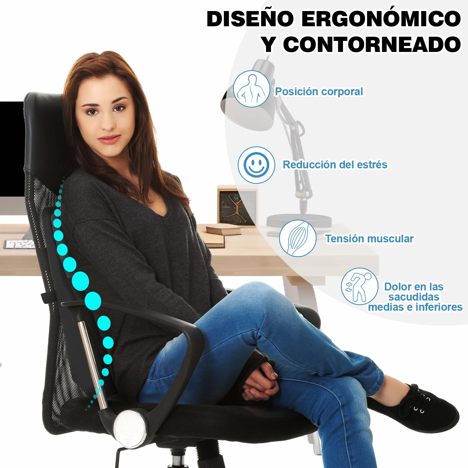 Poduszka lędźwiowa do samochodu, podparcie lędźwiowe, poduszka pod plecy do samochodu, poduszka pod plecy z pamięcią kształtu, ergonomiczna poduszka podpierająca plecy do domu, biura