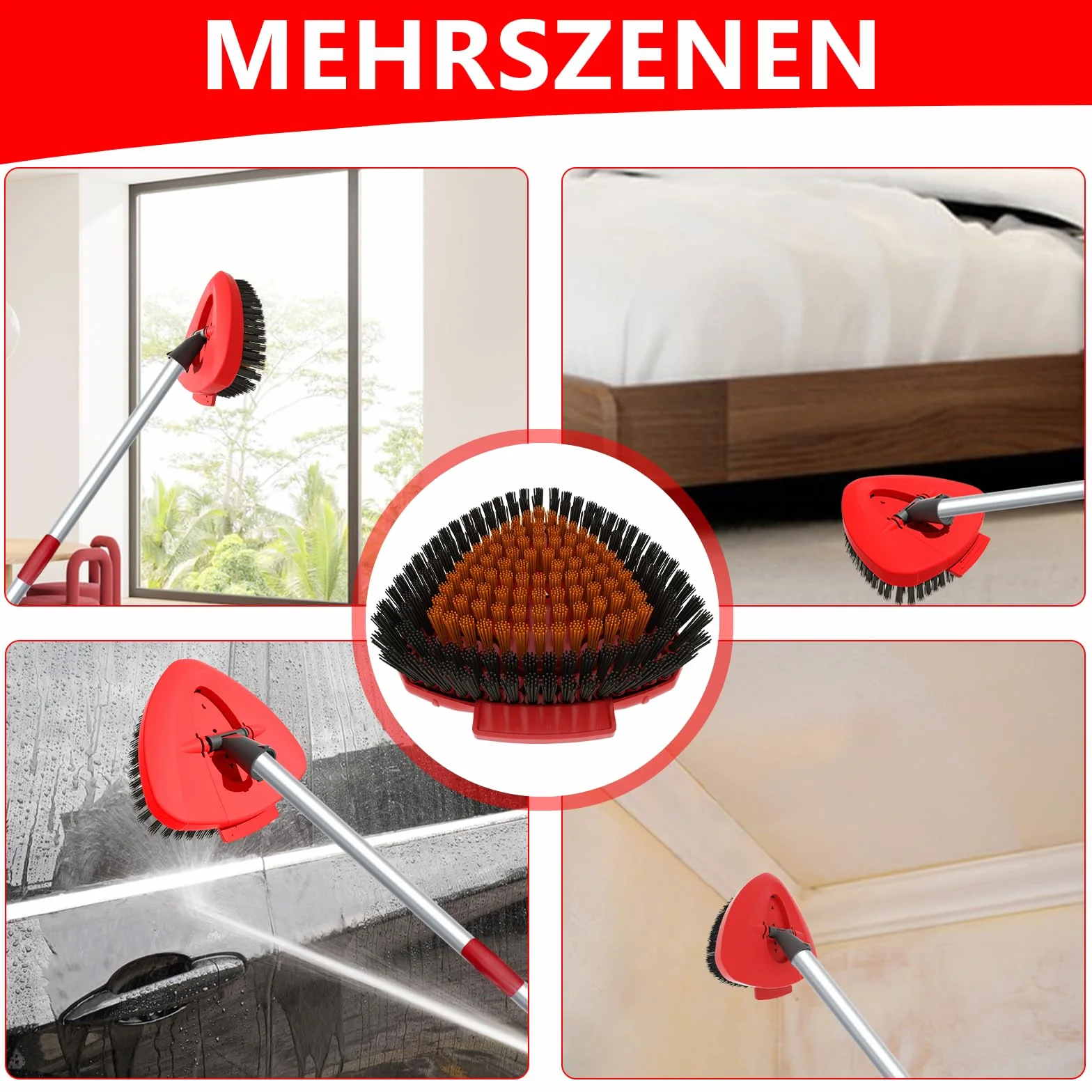 Spin mop do szorowania, zapasowa głowica, kompatybilna z Vileda Turbo mopem i szczotkami podłogowymi, trójkąt, szczotka do czyszczenia łazienki, kuchni, basenu, garażu, na taras