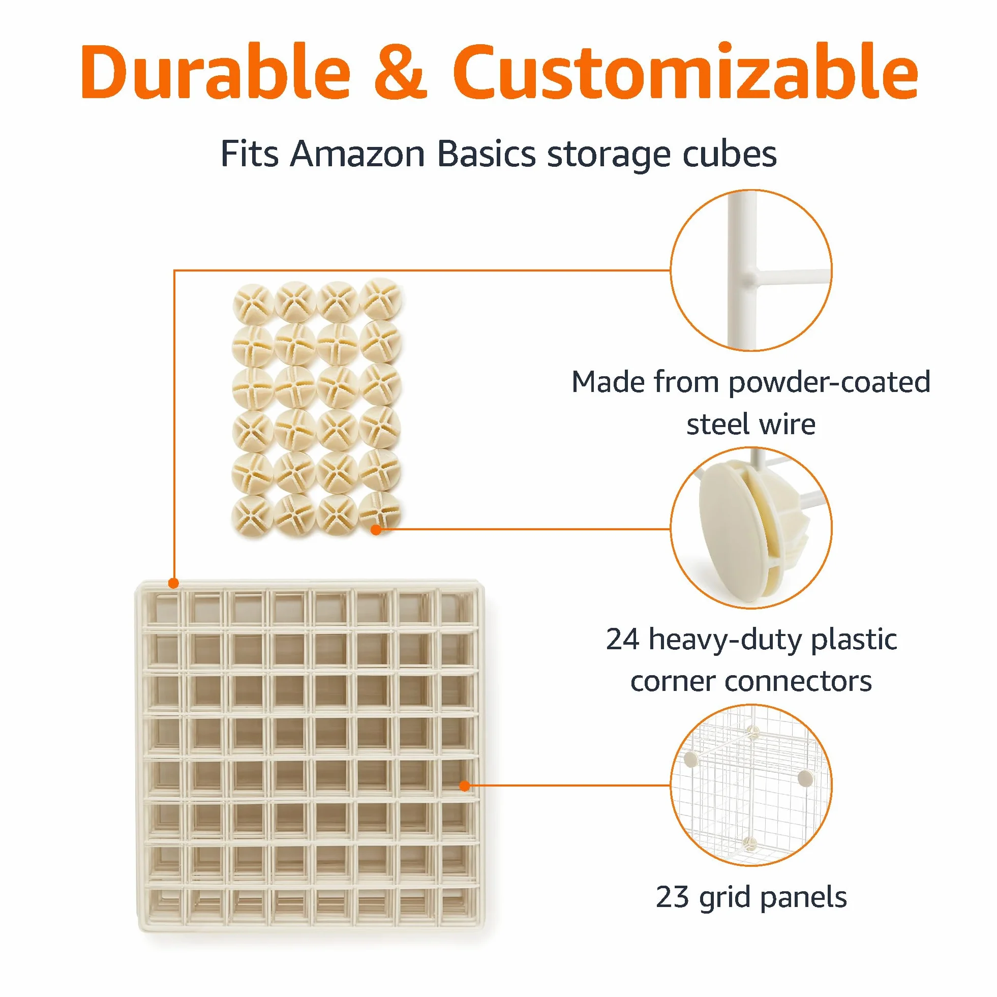 Amazon Basics półki do przechowywania z siatki drucianej z możliwością układania w stosy, 6 kostek, 30,5 x 30,5, białe | Półki do przechowywania