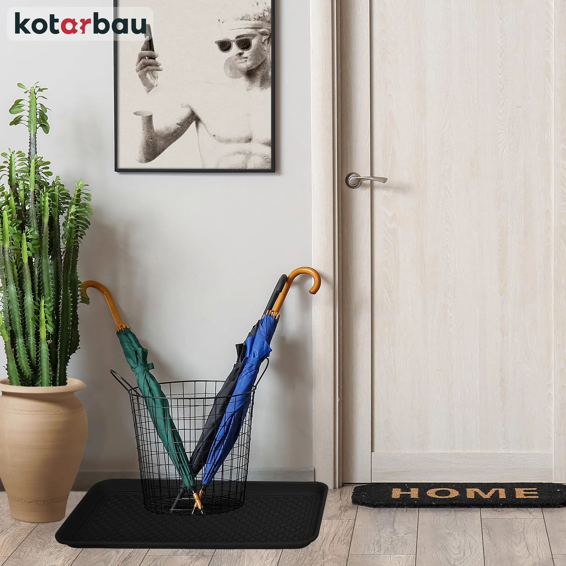 KOTARBAU® Zestaw 2 szt Ociekacz na Buty - 38 X 76 cm - Podstawka Na Mokre Buty - Mata do Przedpokoju - Czarna
