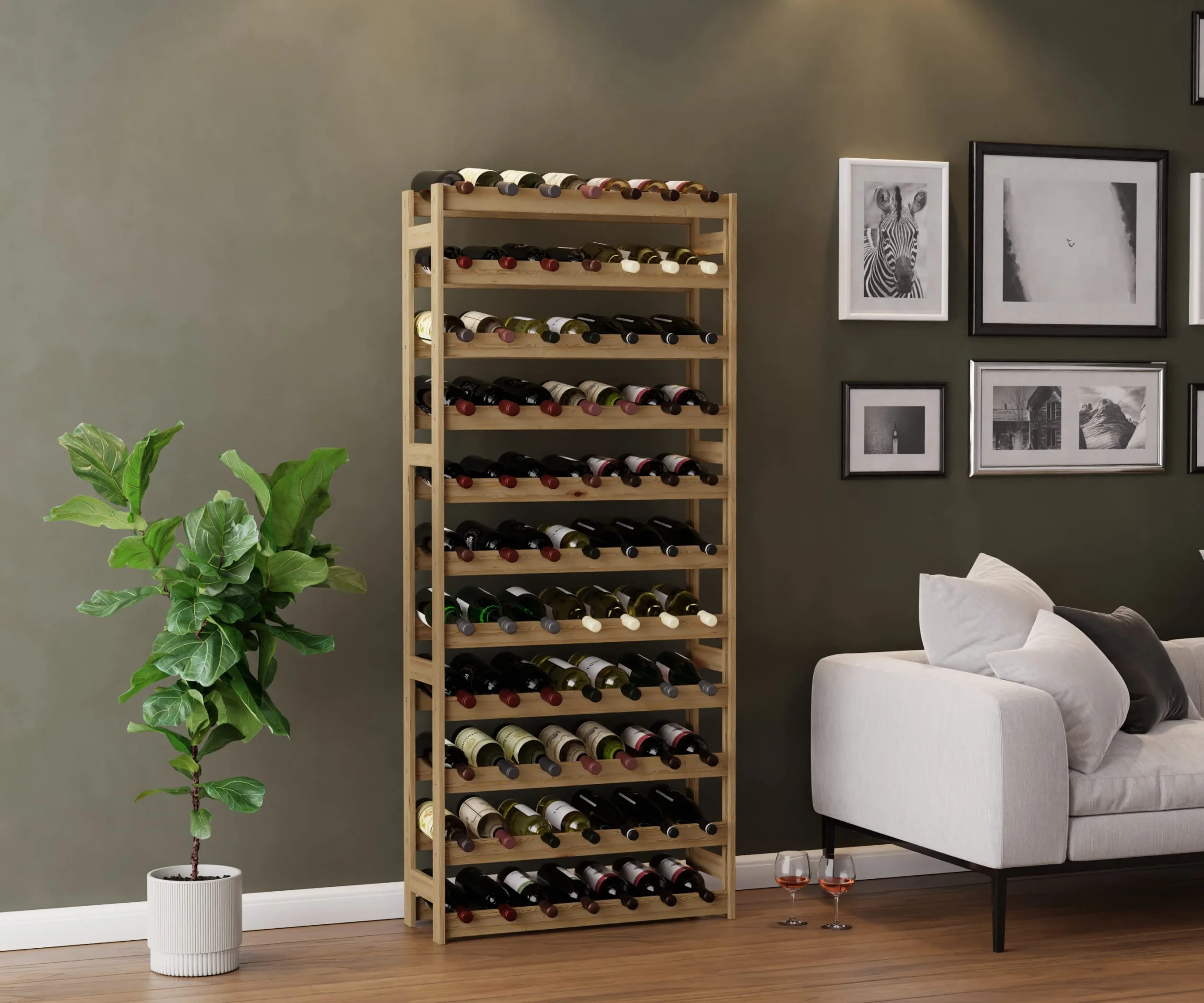 Lenmar Drewniany Regał na Wino RW-1 77 Butelek 166x72.5x25 cm