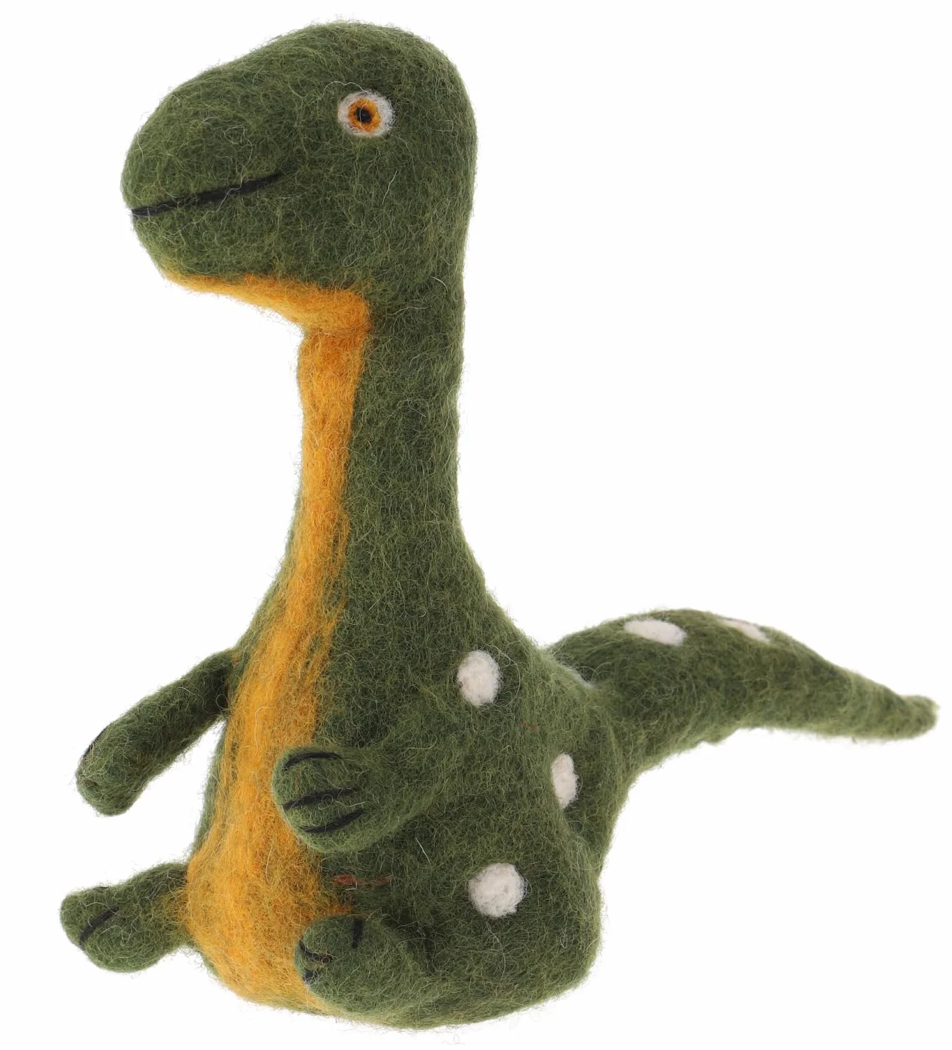 GURU SHOP Filcowy podgrzewacz do jajek, ręcznie robiona filcowa dekoracja z Nepalu, filc - dinozaur, zielony, 19 x 11 x 9 cm, akcesoria kuchenne, inne
