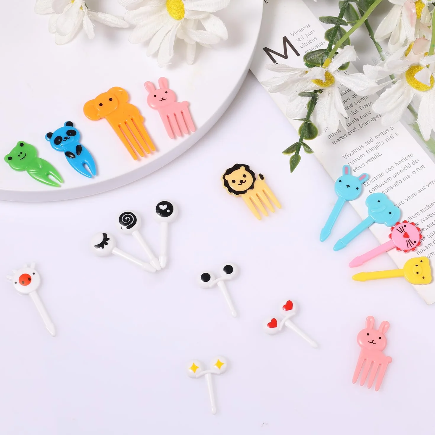 Plastikowe Mini Widelce do Owoców dla Dzieci 40szt Zestaw
