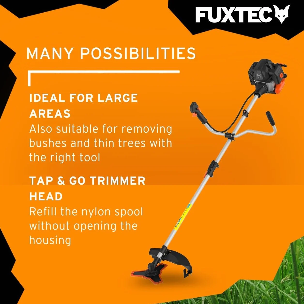 Podkaszarka spalinowa FUXTEC FX-MS152 - Narzedzie 2 w 1, Silnik 52 cm3, 3 KM, Profesjonalny Pasek do Przenoszenia, System Easy Starter, Beznarzedziowy Dostep do Filtra