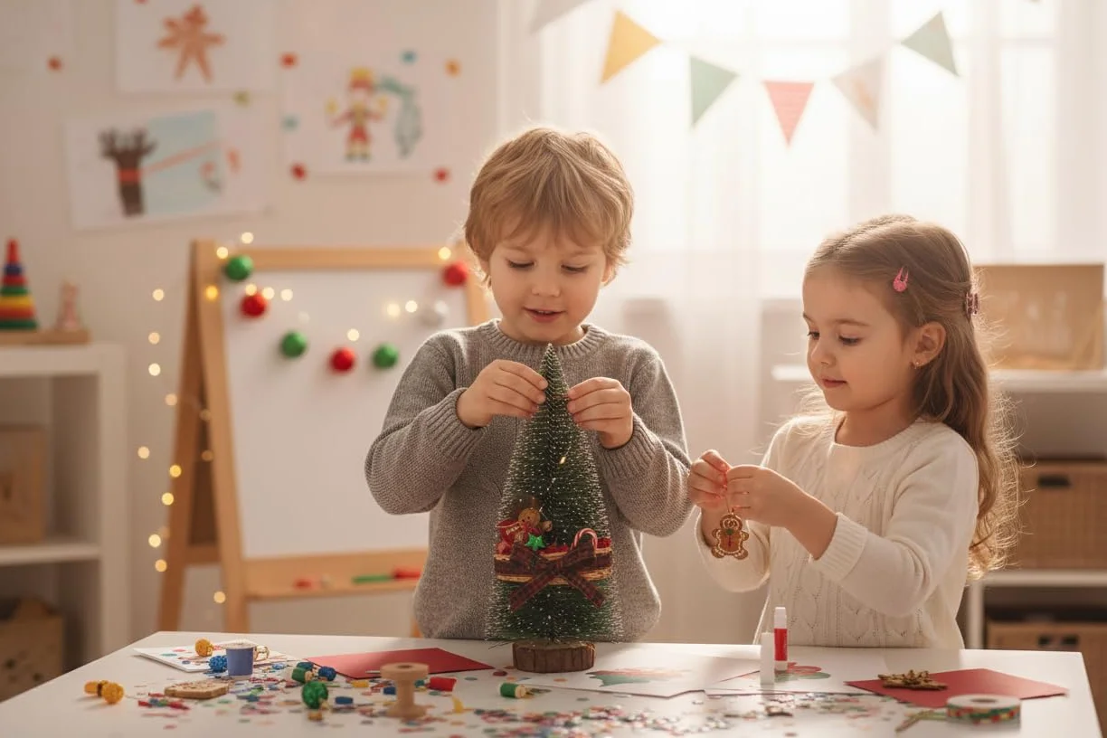 Mała choinka, sztuczna mini choinka, mała sosna na drewnianej podstawie. Nadaje się do dekoracji stołu podczas świąt Bożego Narodzenia, 3 sztuki