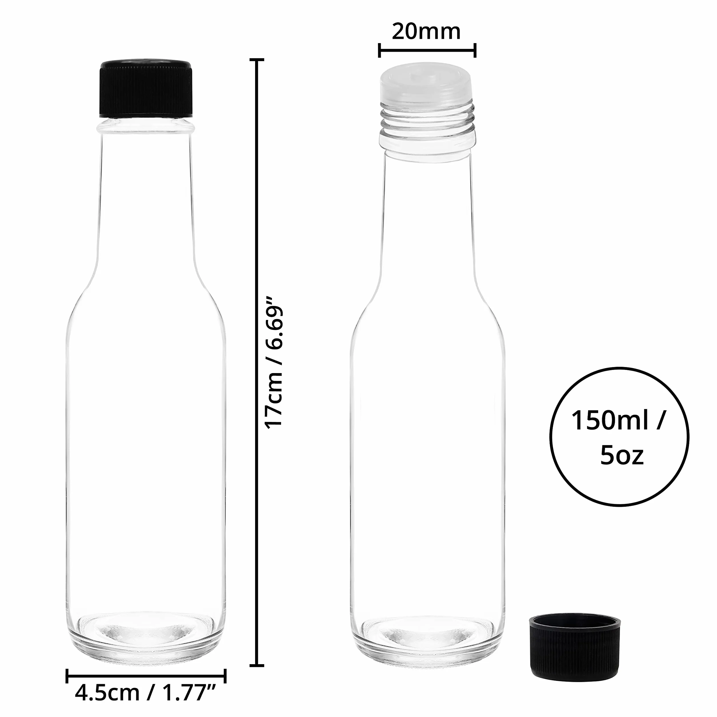 BELLE VOUS Szklane butelki do napełniania 150 ml 12 sztuk zakręcane