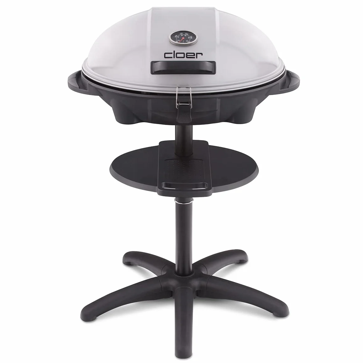 Cloer 6789 Grill Elektryczny Ogrodowy ze Stojakiem, Termometr, Powłoka Nieprzywierająca, 2400 W, Powierzchnia 38,5 x 52,5 cm, Kompaktowe Przechowywanie