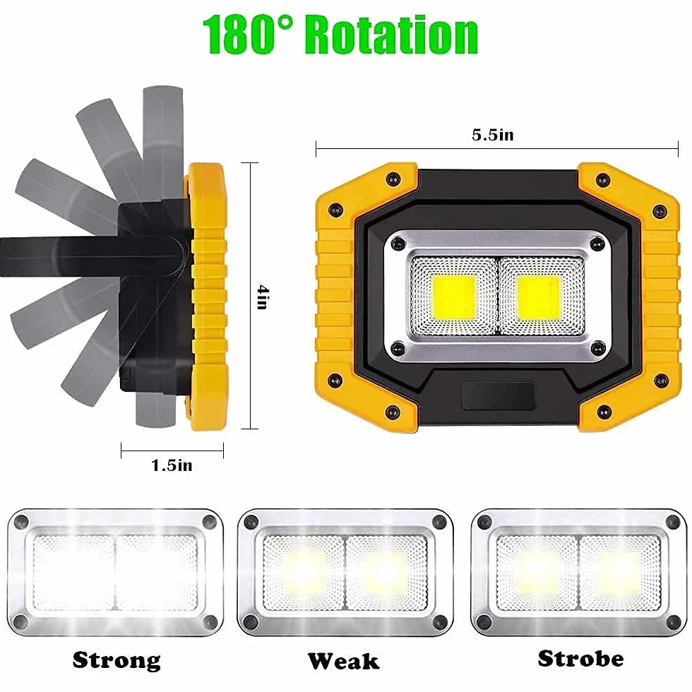 30 W LED lampa robocza ładowalna COB reflektor super jasny 1500 lm przenośna lampa bezpieczeństwa na zewnątrz wodoodporna na kemping piesze wycieczki wędkarstwo grill