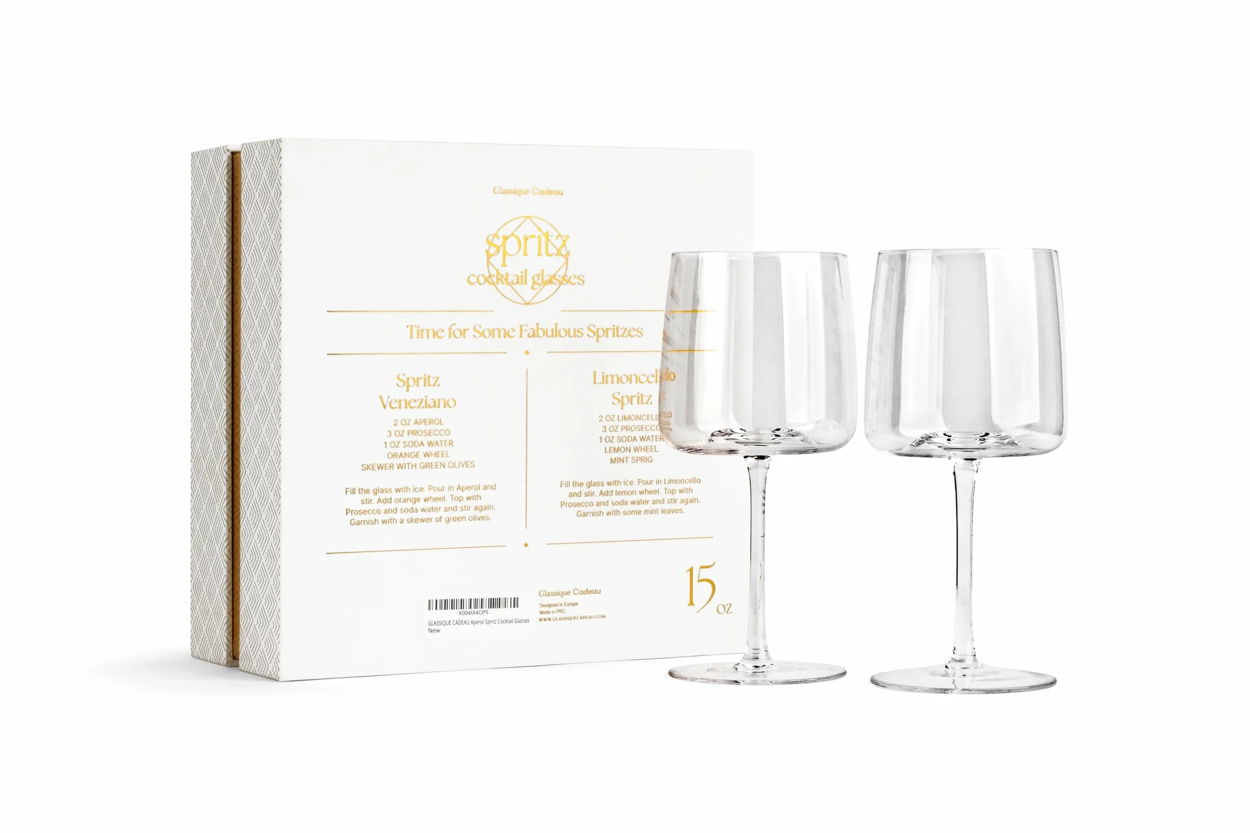 Aperol Spritz szklanki 450 ml | zestaw 2 szt. | eleganckie kryształowe szklanki z długim trzonkiem do rozpylania aperiolu, limoncello, rozprysków koktajli | nowoczesne szklanki aperitif i aperitif