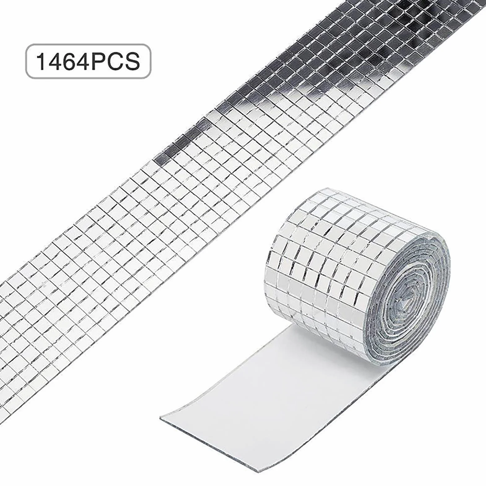 3 Sztuki Samoprzylepne Szklane Lustro Płytki Mozaiki - Małe Kwadratowe Naklejki 4x100 Cm dla DIY Craft Dekoracje, Disco Ball na Imprezę (Srebrny)
