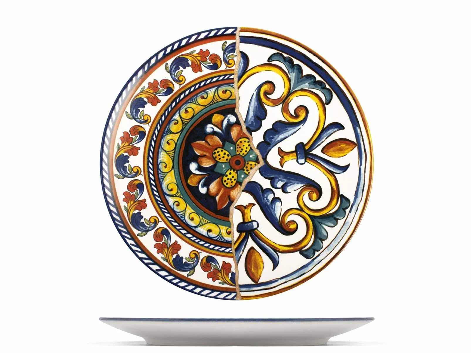 Positano zestaw 6 talerzy obiadowych kamionka 26 cm niebieski