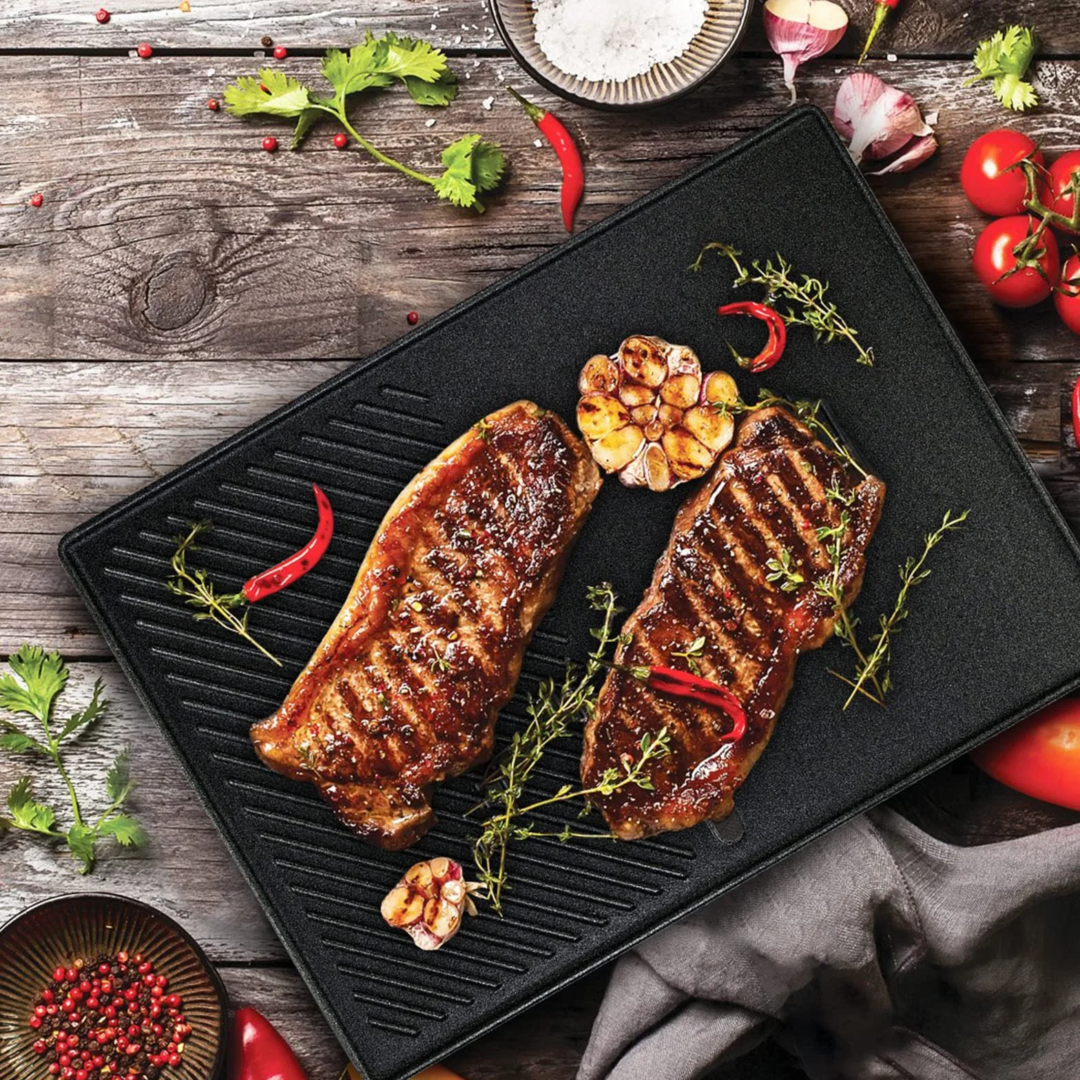 Denmay Płyta grillowa do Landmann Triton 3 i 4 palników, Enders Monroe PRO 4, Enders Boston 6, Broil King Baron, Crown, żeliwna plancha, 43,5 x 31,5 cm, 1 opakowanie