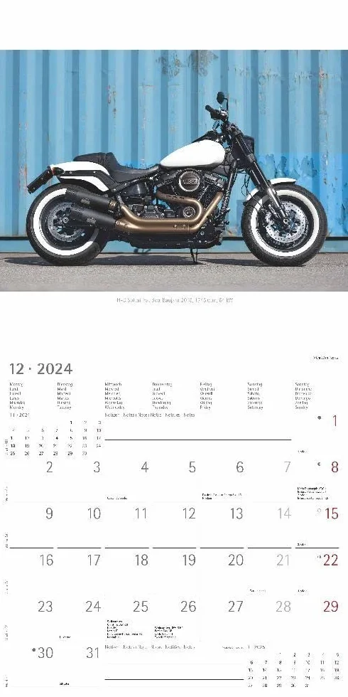 Harleys 2024 - Broschürenkalender 30x30 cm (30x60 geöffnet) - Kalender mit Platz für Notizen - Motorräder - Bildkalender - Wandplaner - Harley-Davidson