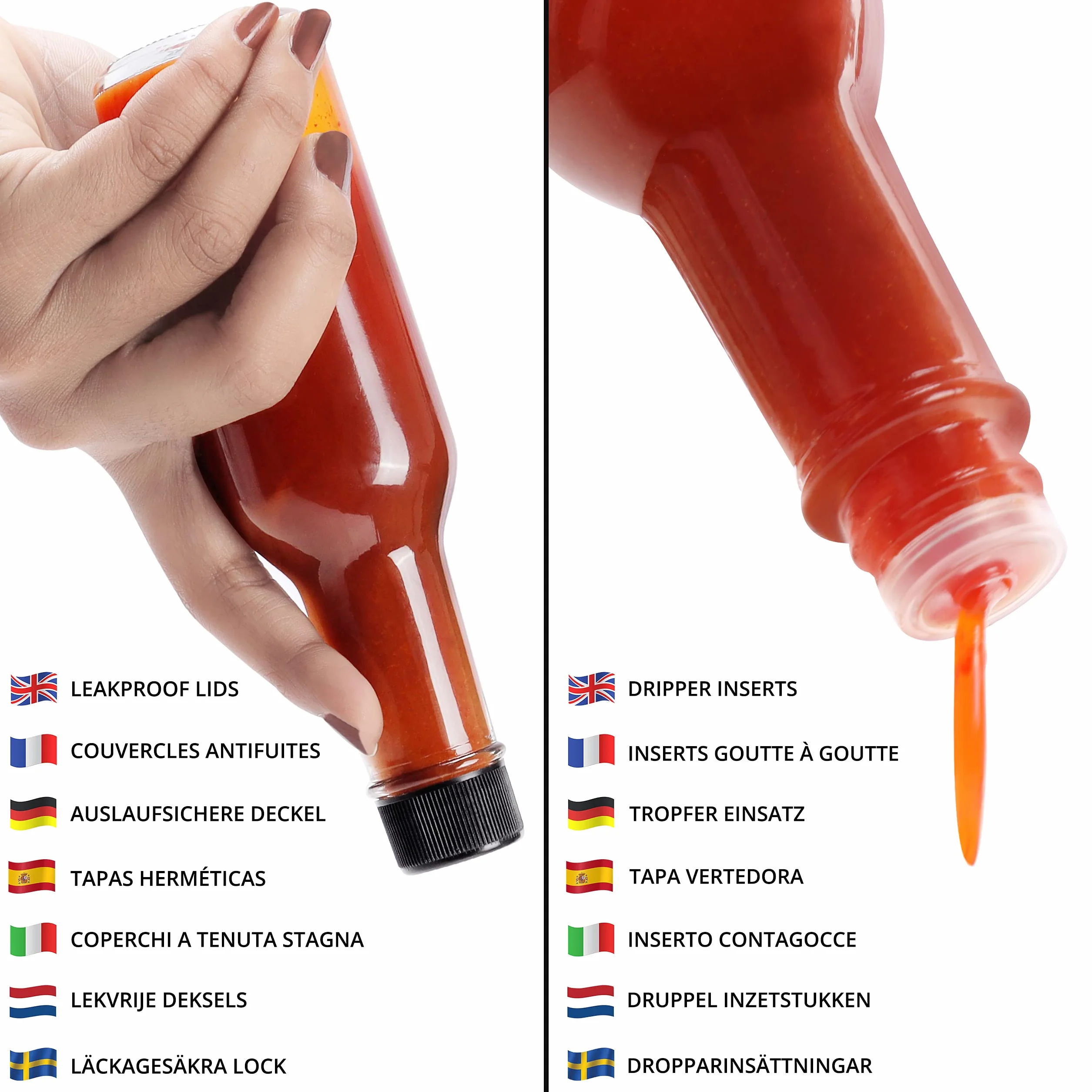 BELLE VOUS Szklane butelki do napełniania 150 ml 12 sztuk zakręcane