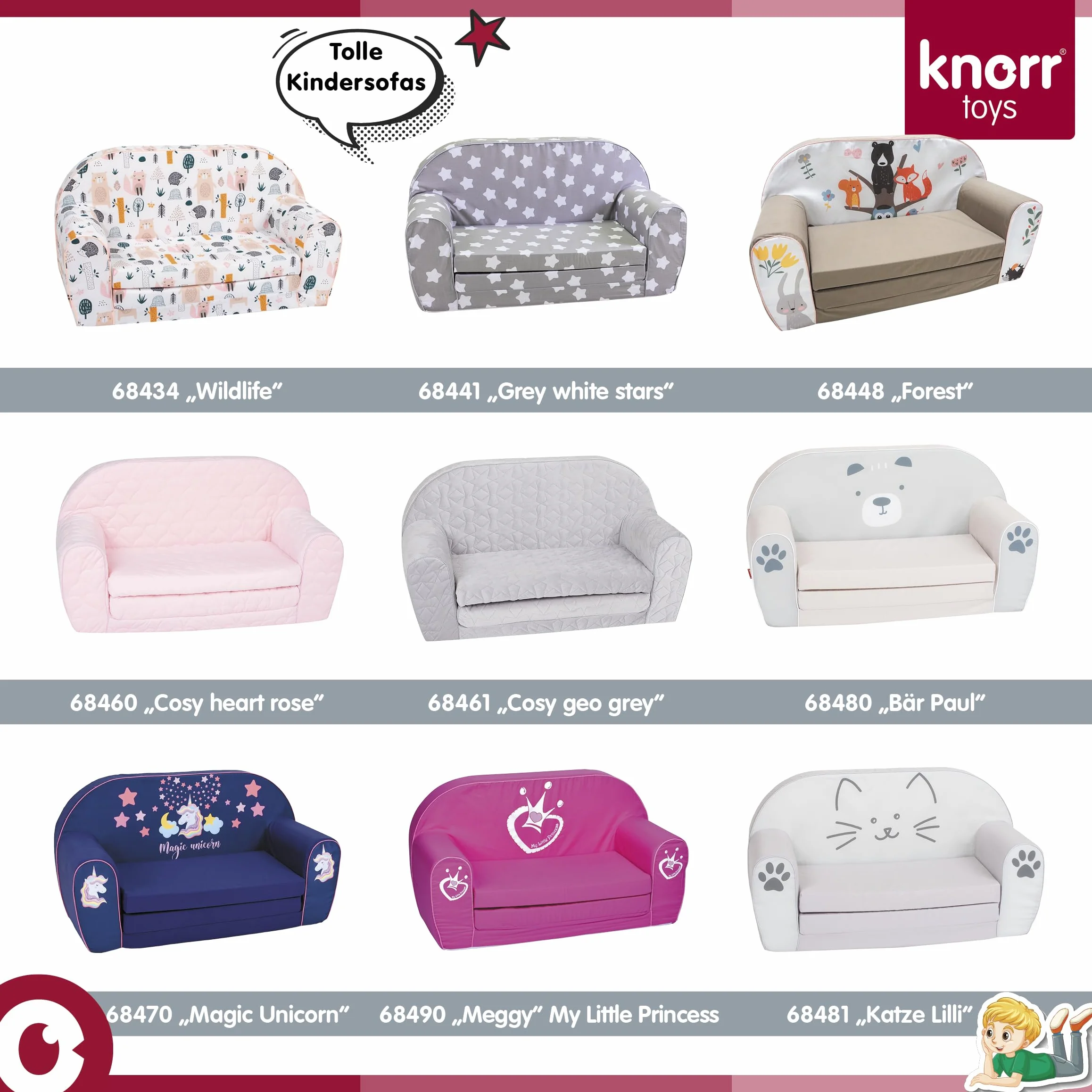 Knorrtoys 68480-sofa dziecięca miś Paul, bawełna