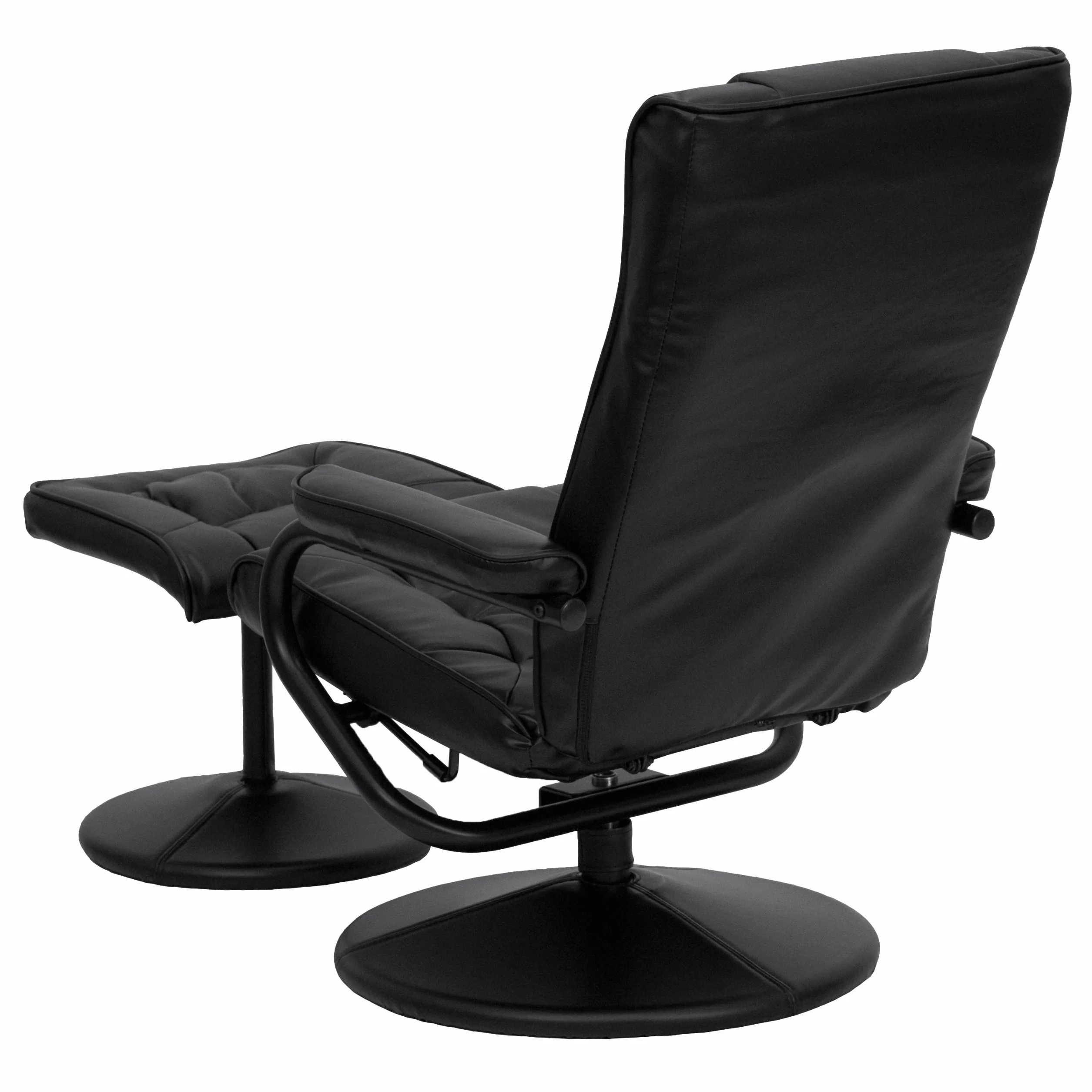 Flash Furniture Współczesny Leżak i Otomana ze Skórzaną Podstawą, Metal, Czarny