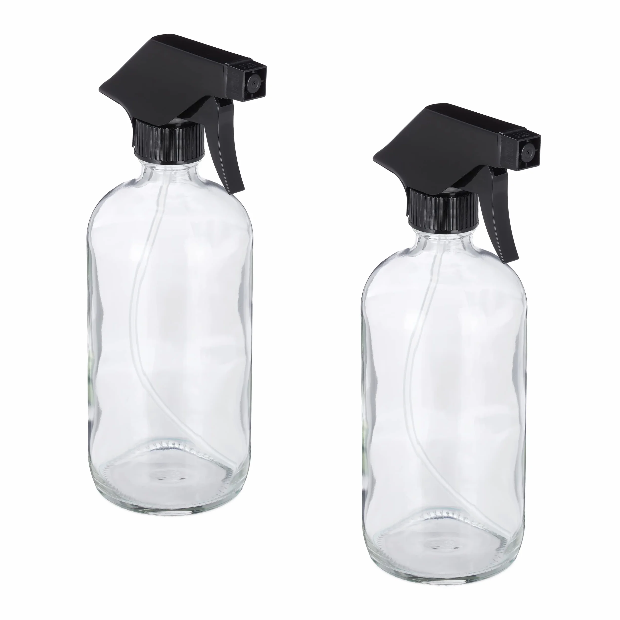 Relaxdays Butelka z rozpylaczem szkło, zestaw, 2 x 500 ml, do wielokrotnego napełniania, mgła i promieniowania, pielęgnacja włosów, czyszczenie, rozpylacz, przezroczysty, 10034198