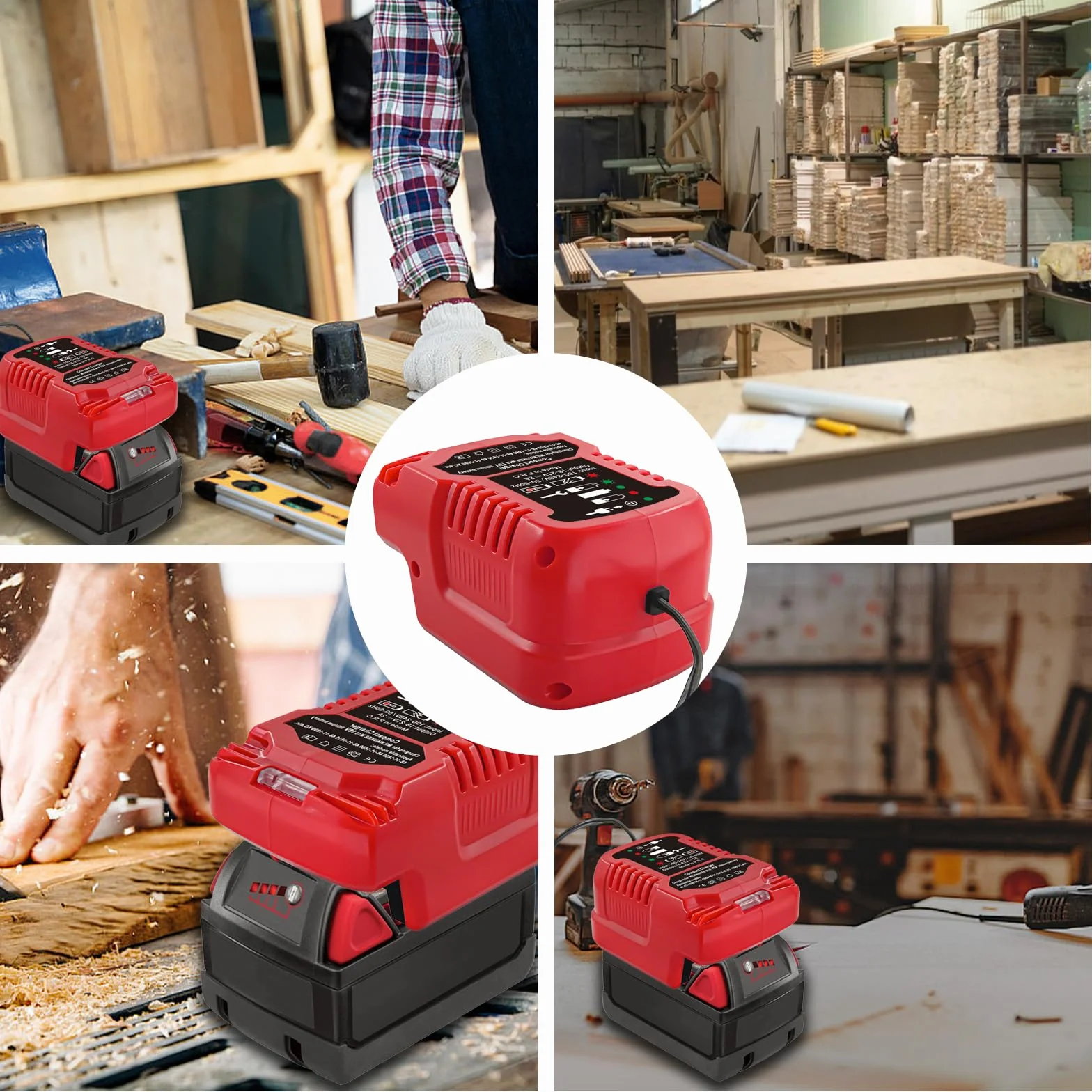 TPDL Mini ładowarka do akumulatora Milwaukee 18 V M18, M18, zapasowa ładowarka kompatybilna z Milwaukee 18V 48-11-1850 48-11-2401 48-11-1890 (z wyświetlaczem LED)
