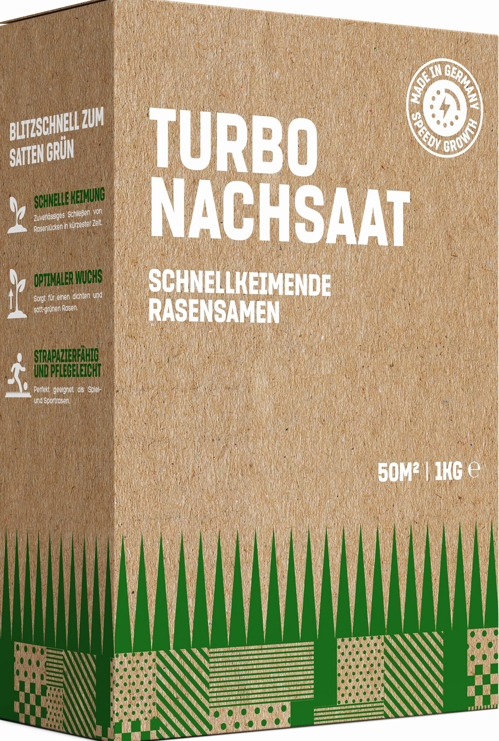 GardenGloss Nasiona Trawy Szybkokiełkujące Lato 1kg - Wyprodukowane w Niemczech - 50m2 Powierzchni Trawnika - Nasiona Trawy Turbo do Dosiewu i Zakładania - Dosiewka Trawnika