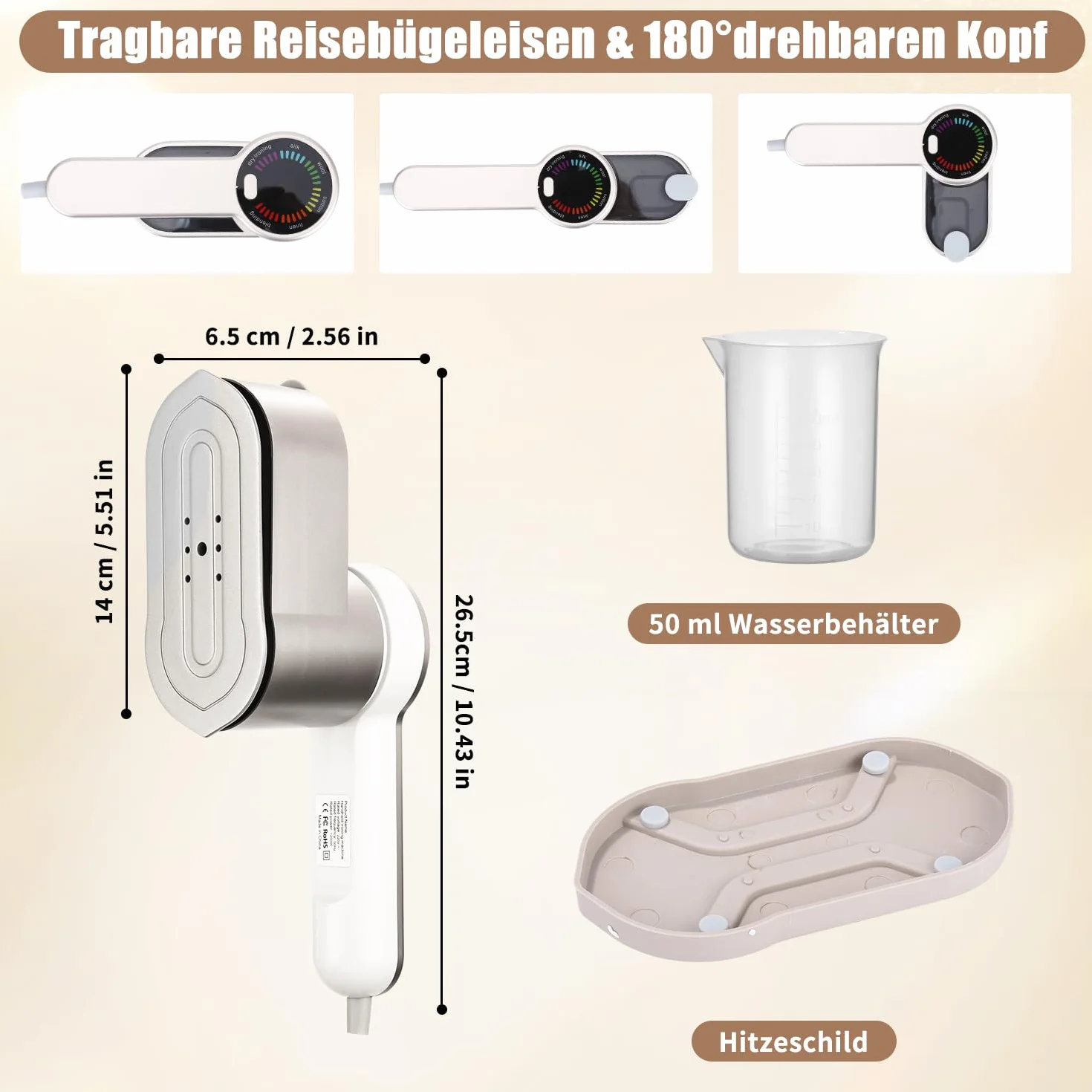 Podróżna prasownica parowa 1200 W, 2 w 1, szybkie nagrzewanie 5S, moc pary 25 g/min, przenośne żelazko parowe ze zbiornikiem na wodę 120 ml, do ubrań w domu i w podróży