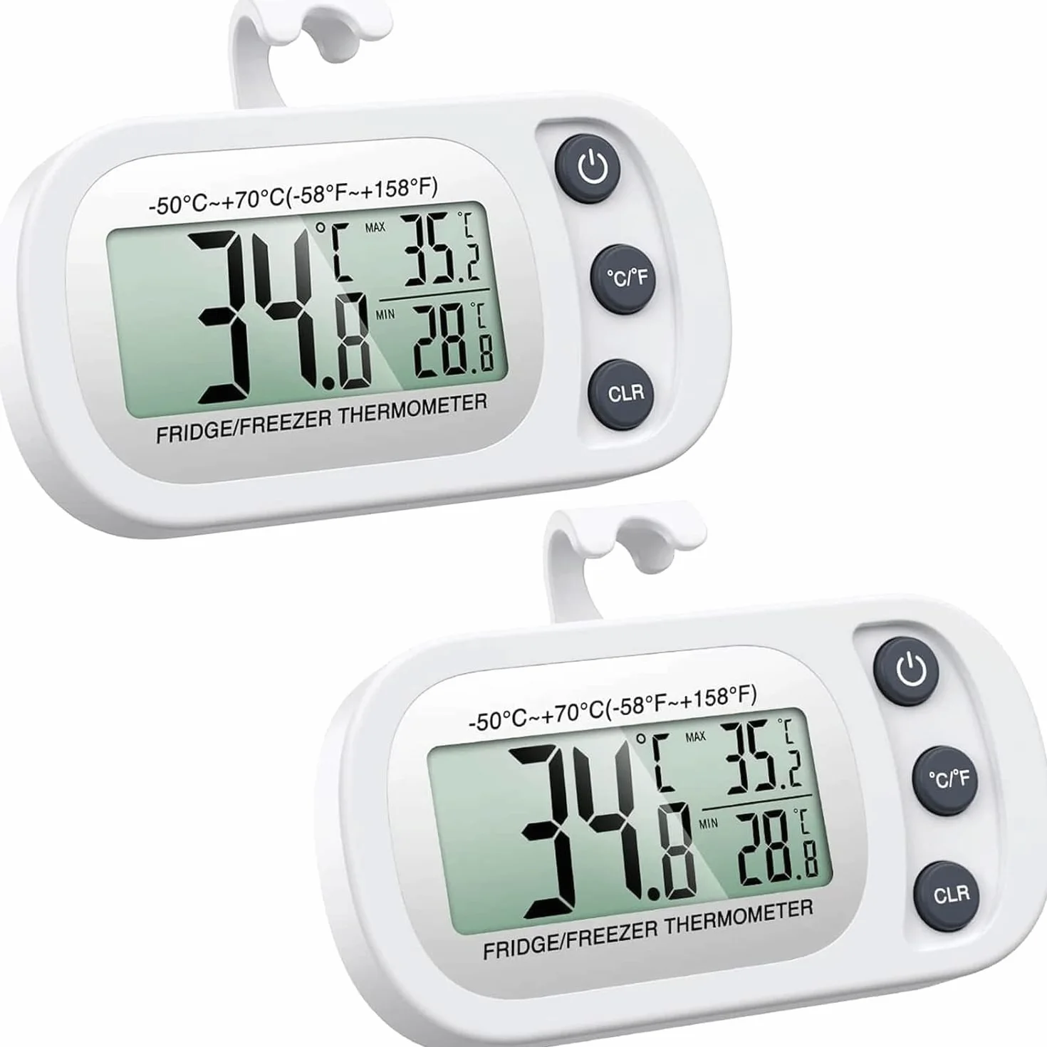 ORIA cyfrowy termometr do lodówki 2-pakowy z wyświetlaczem LCD Max/Min biały