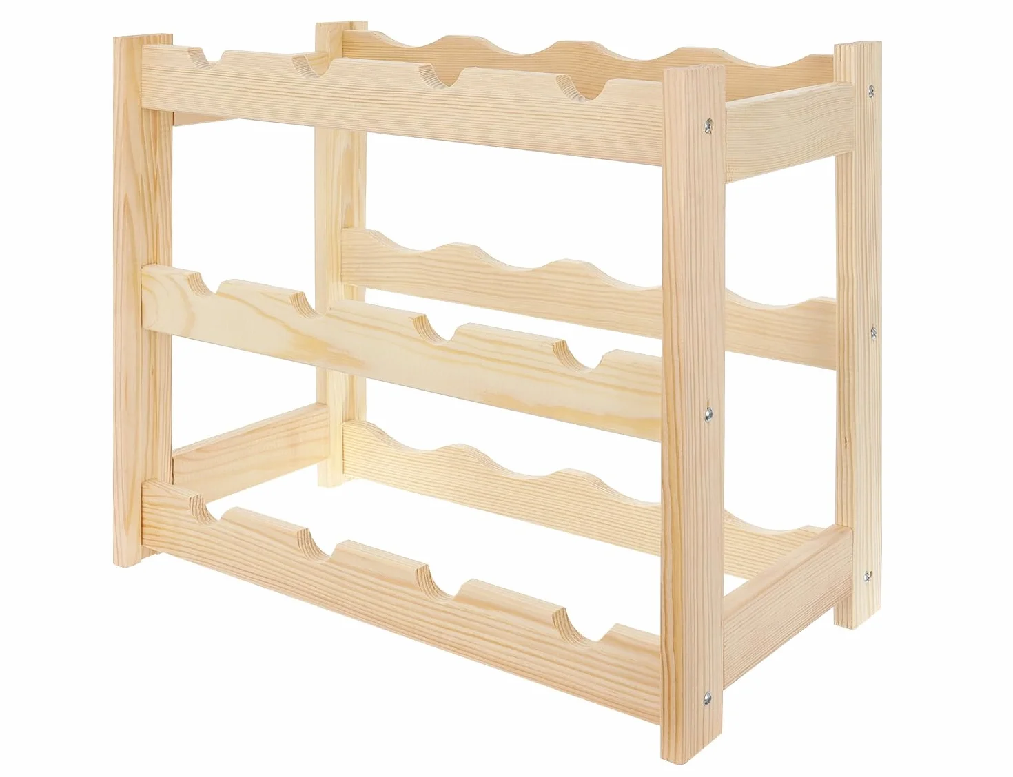 Regał Na Wino Drewniany Na 12 Butelek 44x38x25 cm Naturalne Drewno Stojak
