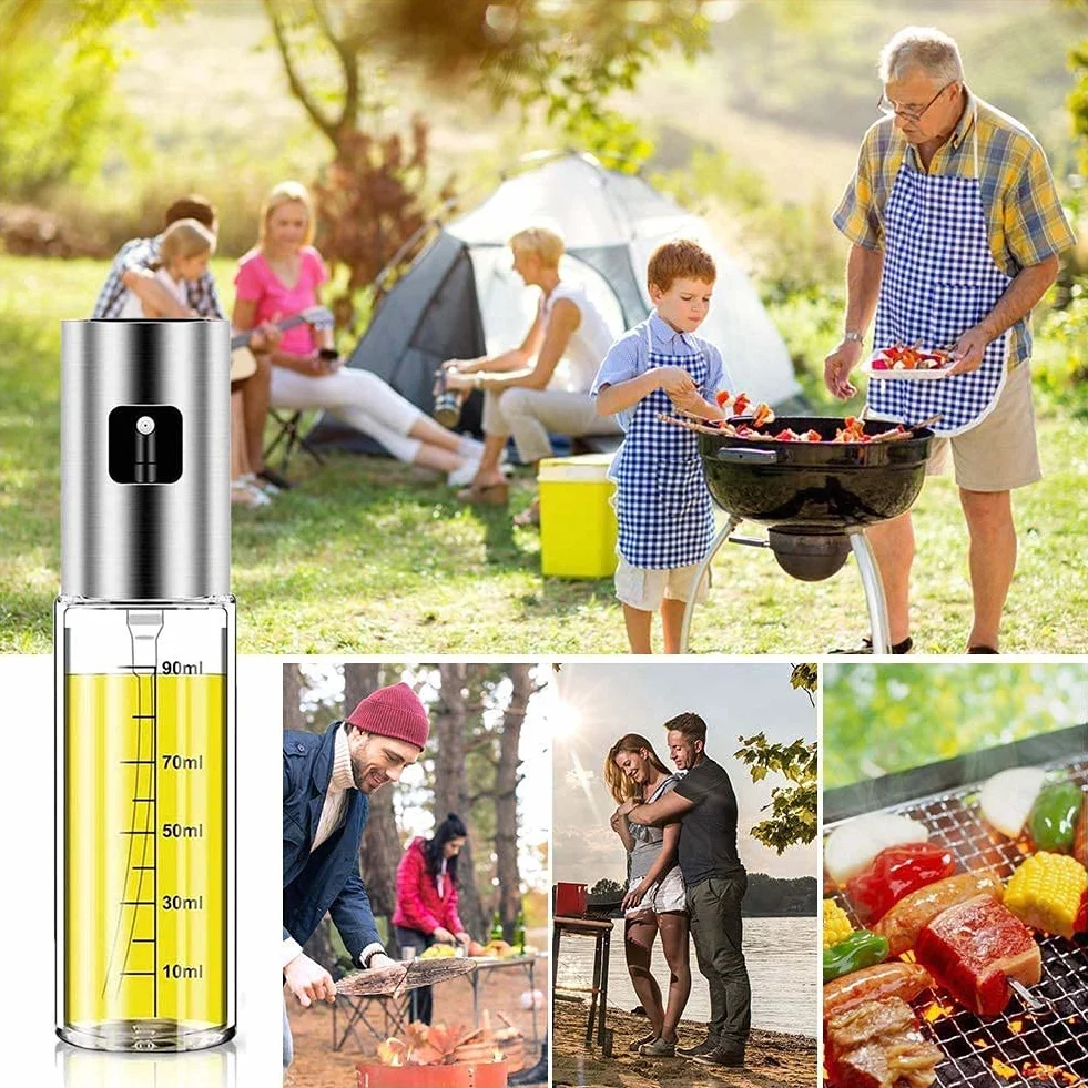 YANKUIRUI Butelka z rozpylaczem do oleju, szklana 100 ml do kuchni, grilla, sałatki