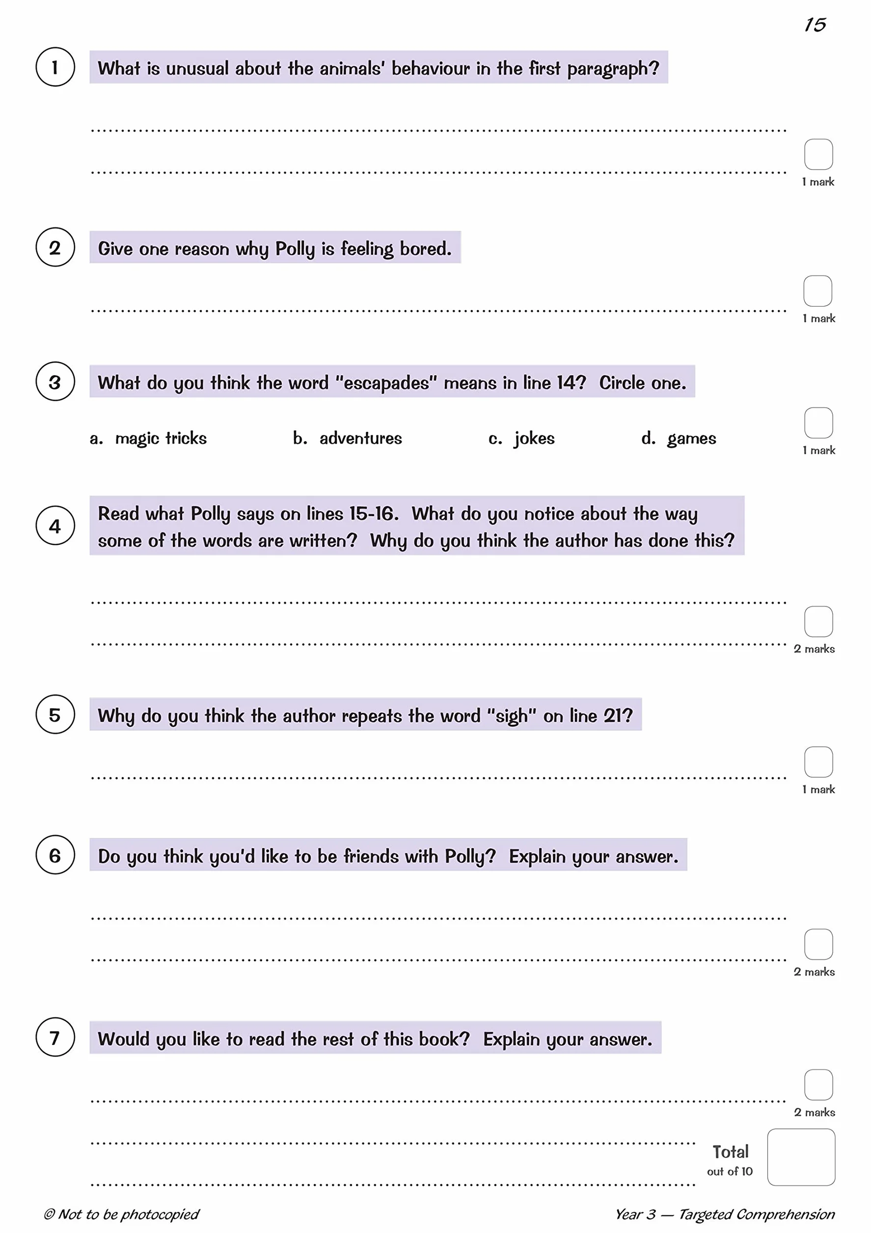 KS2 English Year 3 Reading Comprehension Targeted Question Book - Book 2 (with Answers)