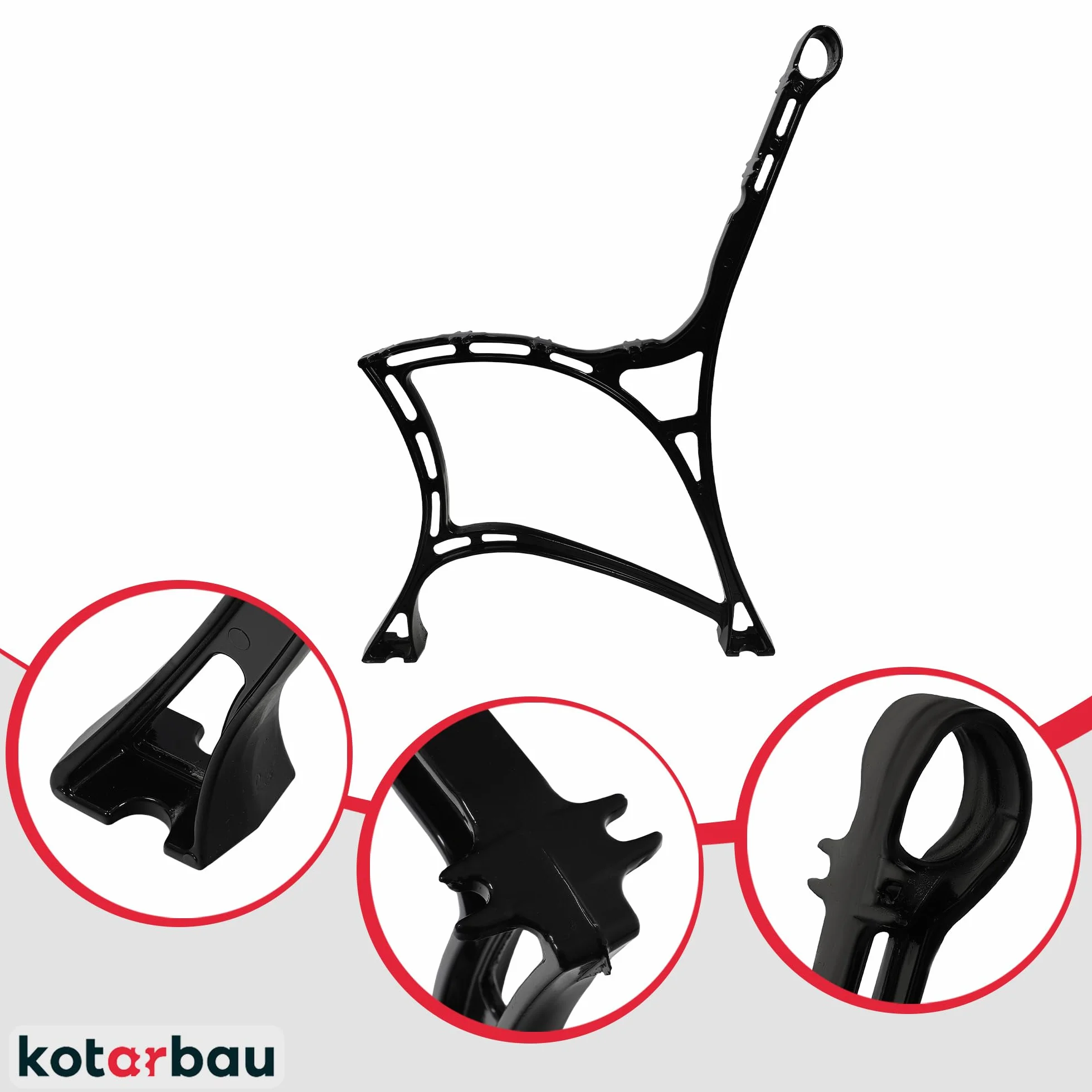 KOTARBAU® 2-częściowy zestaw nóżek do ławki, kolor czarny, 740 x 510 mm, aluminiowa ławka ogrodowa, metalowa, płozy, płozy, nóżki do ławki, ławki parkowej