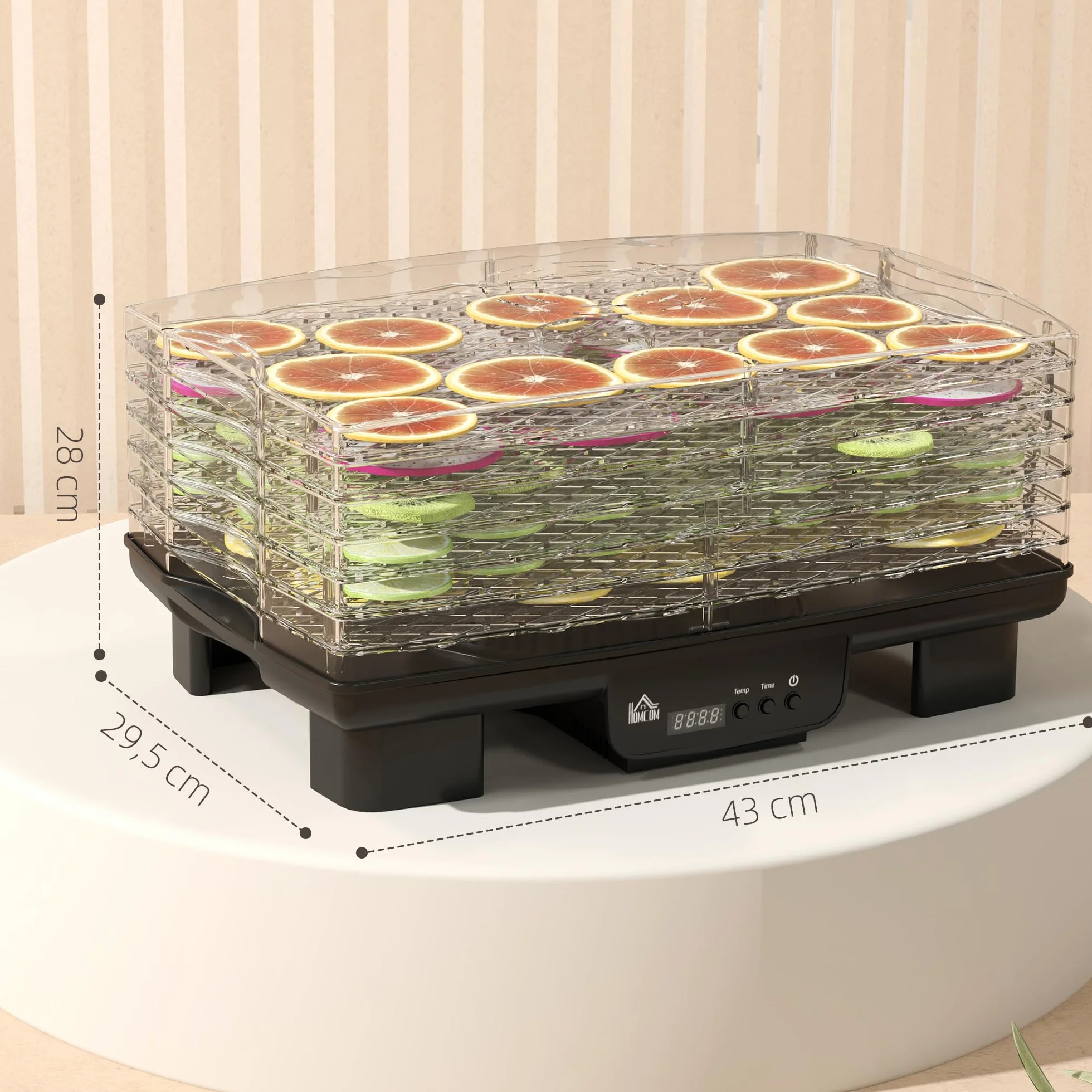 HOMCOM Suszarka do mięsa owoców warzyw 550 W 40-70°C timer 48 h 6 półek czarny