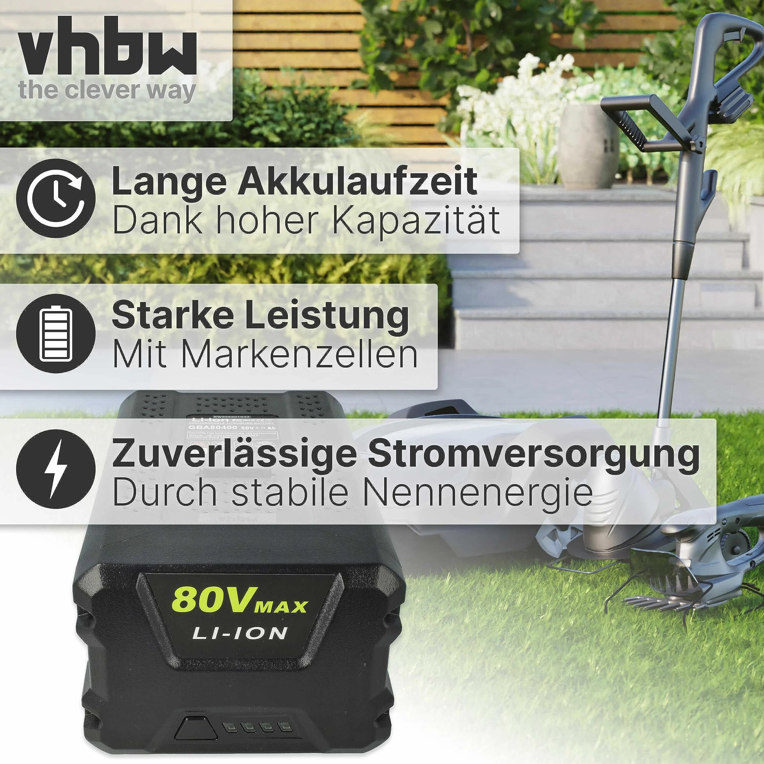 vhbw 1 x akumulator zastępuje Stiga SBT 4080 AE, SBT 5080 AE, SBT 2580AE do kosiarki 4000 mAh 80 V Li-ion
