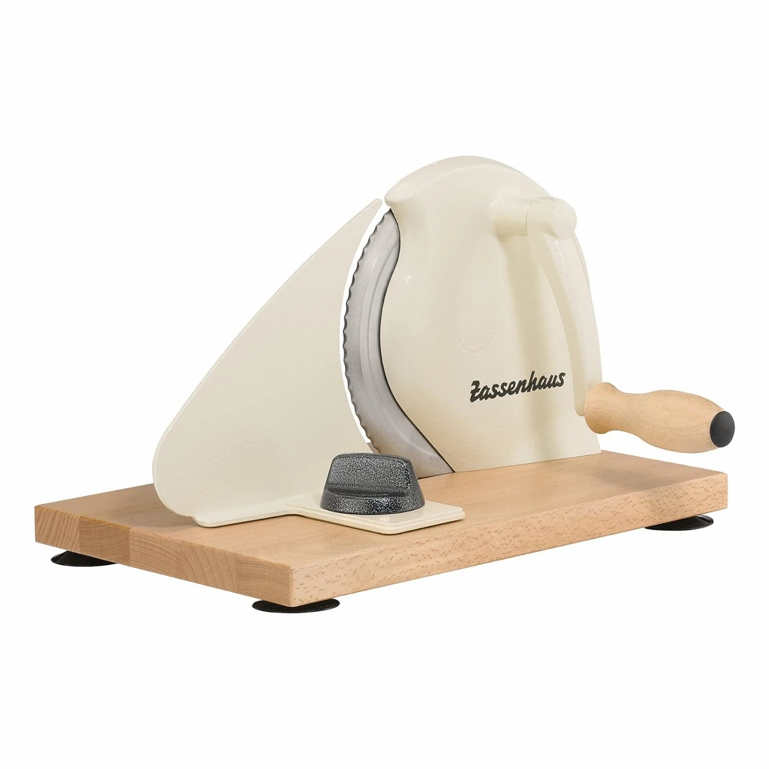 Zassenhaus Classic Ręczna krajalnica do chleba beżowa ostrze ze stali Solinger grubość cięcia 1-18 mm drewno bukowe 30x25,5x19 cm