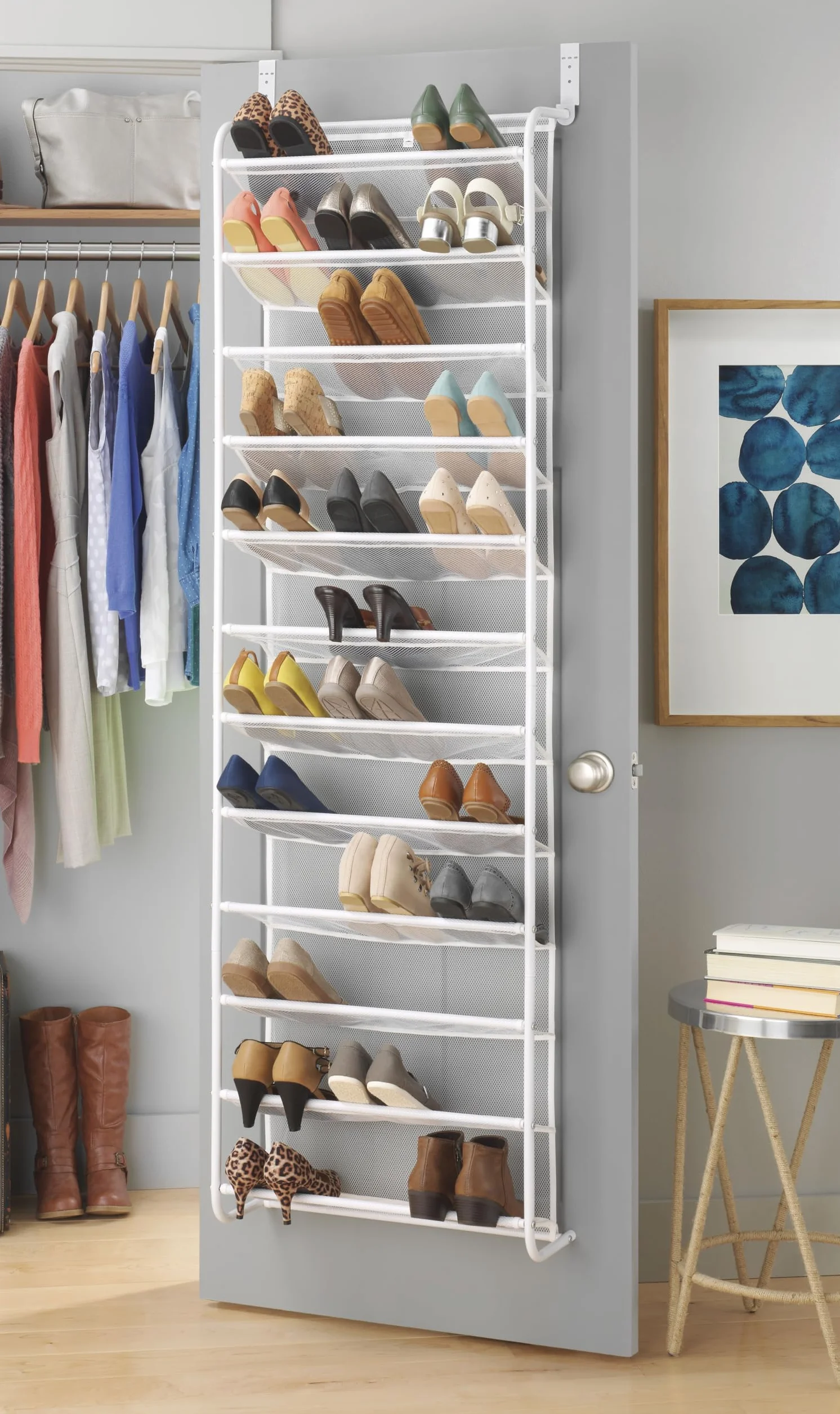 Whitmor Organizer na buty na drzwi, 36 par, metal siatka biały