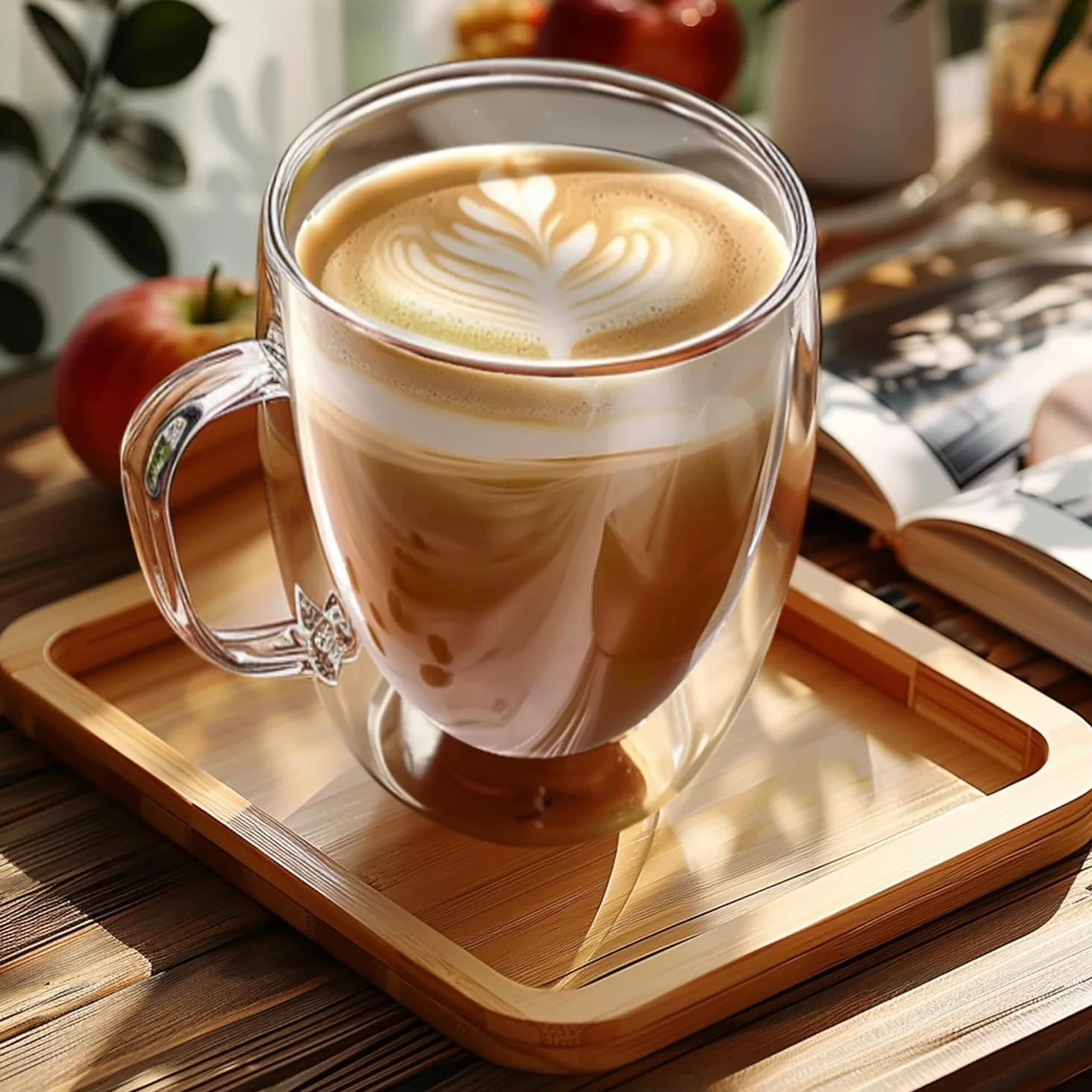 ERBO Szklanki do kawy o podwójnych ściankach 350 ml, szklanki do latte macchiato, 2 sztuki szklanek do kawy z uchwytem, podwójne ścianki cappuccino latte szklanki do herbaty