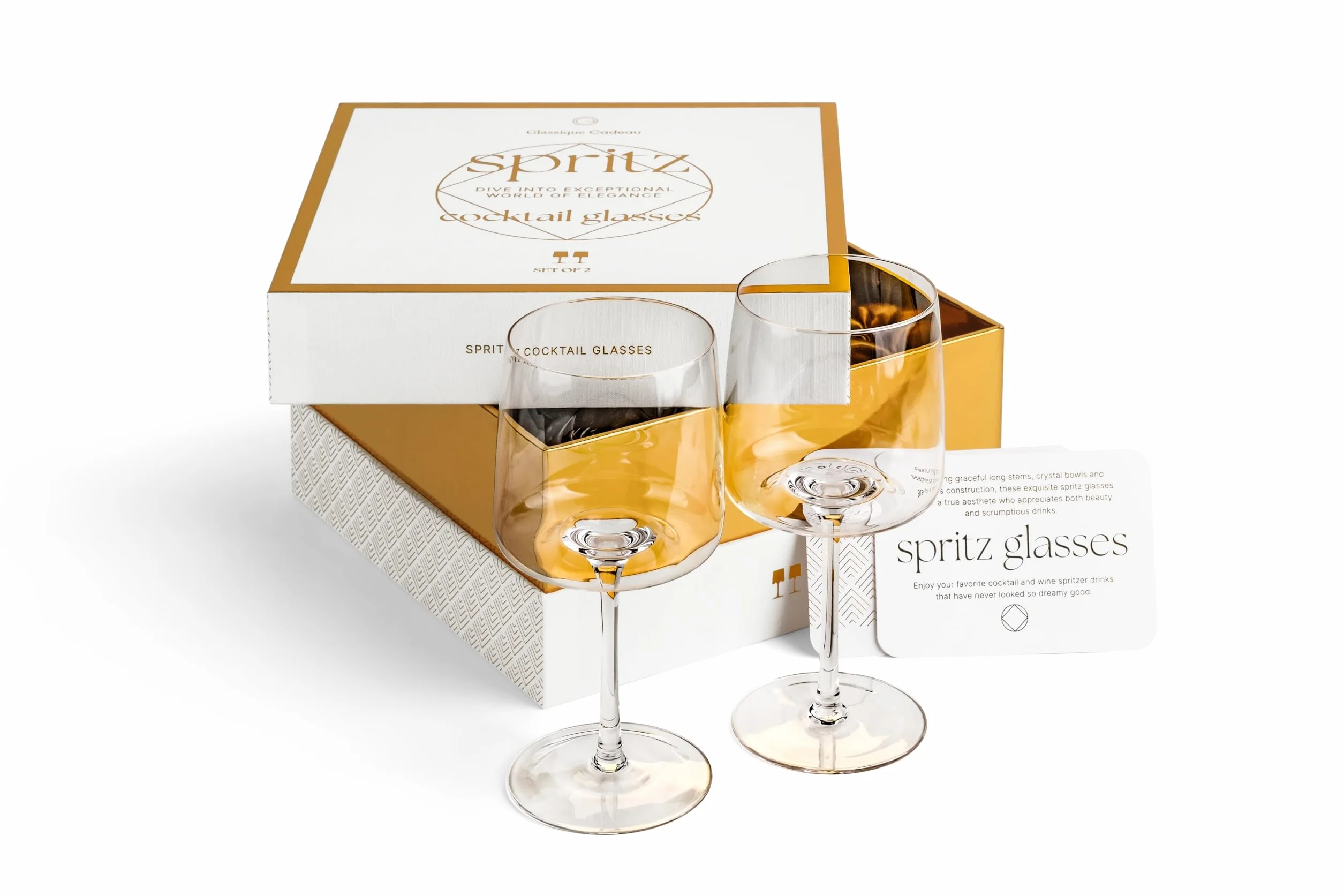 Aperol Spritz szklanki 450 ml | zestaw 2 szt. | eleganckie kryształowe szklanki z długim trzonkiem do rozpylania aperiolu, limoncello, rozprysków koktajli | nowoczesne szklanki aperitif i aperitif