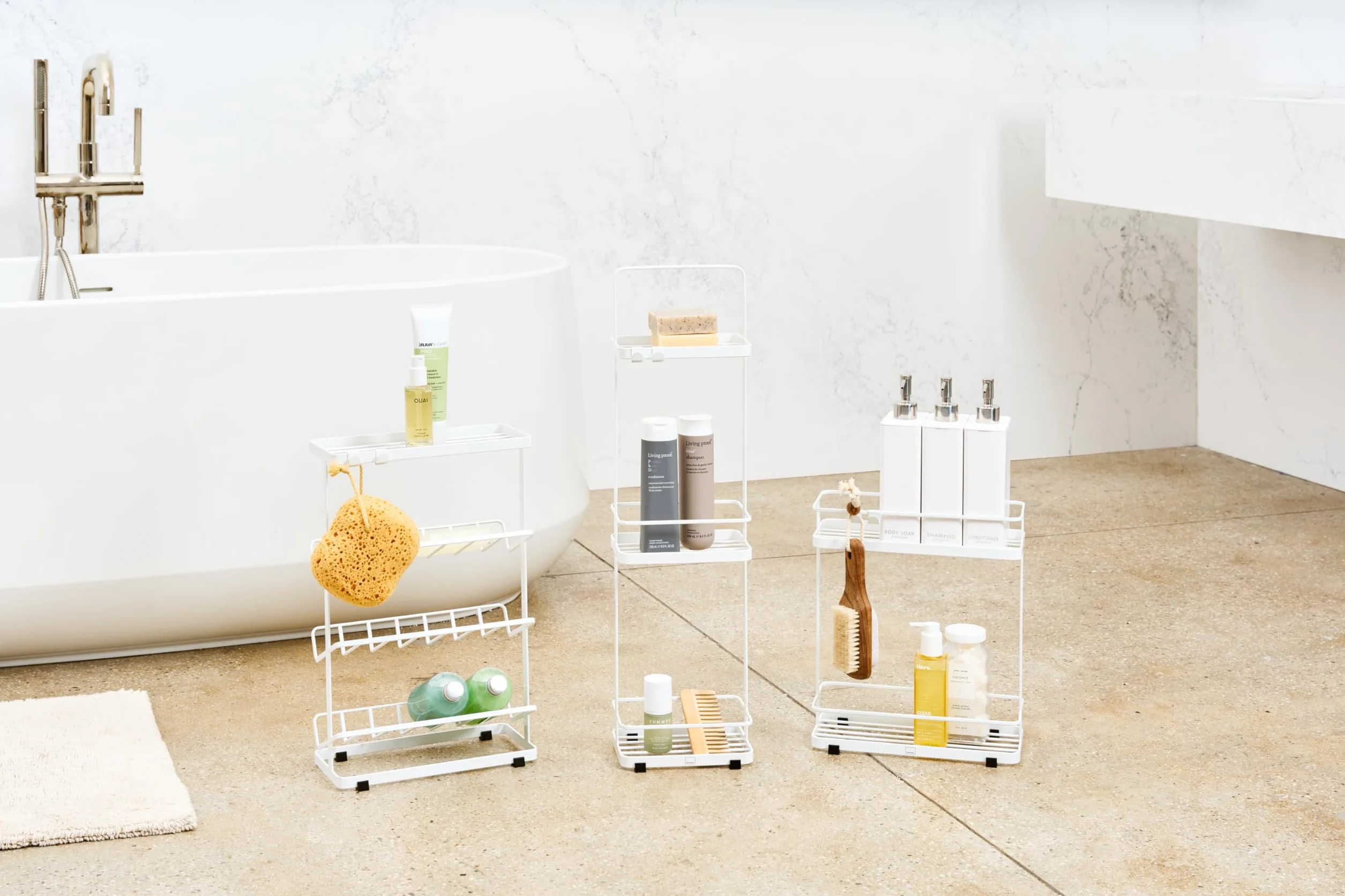 YAMAZAKI Tower organizer na regał Caddy, stal stopowa, biały, 28 x 12 x 33,5 cm