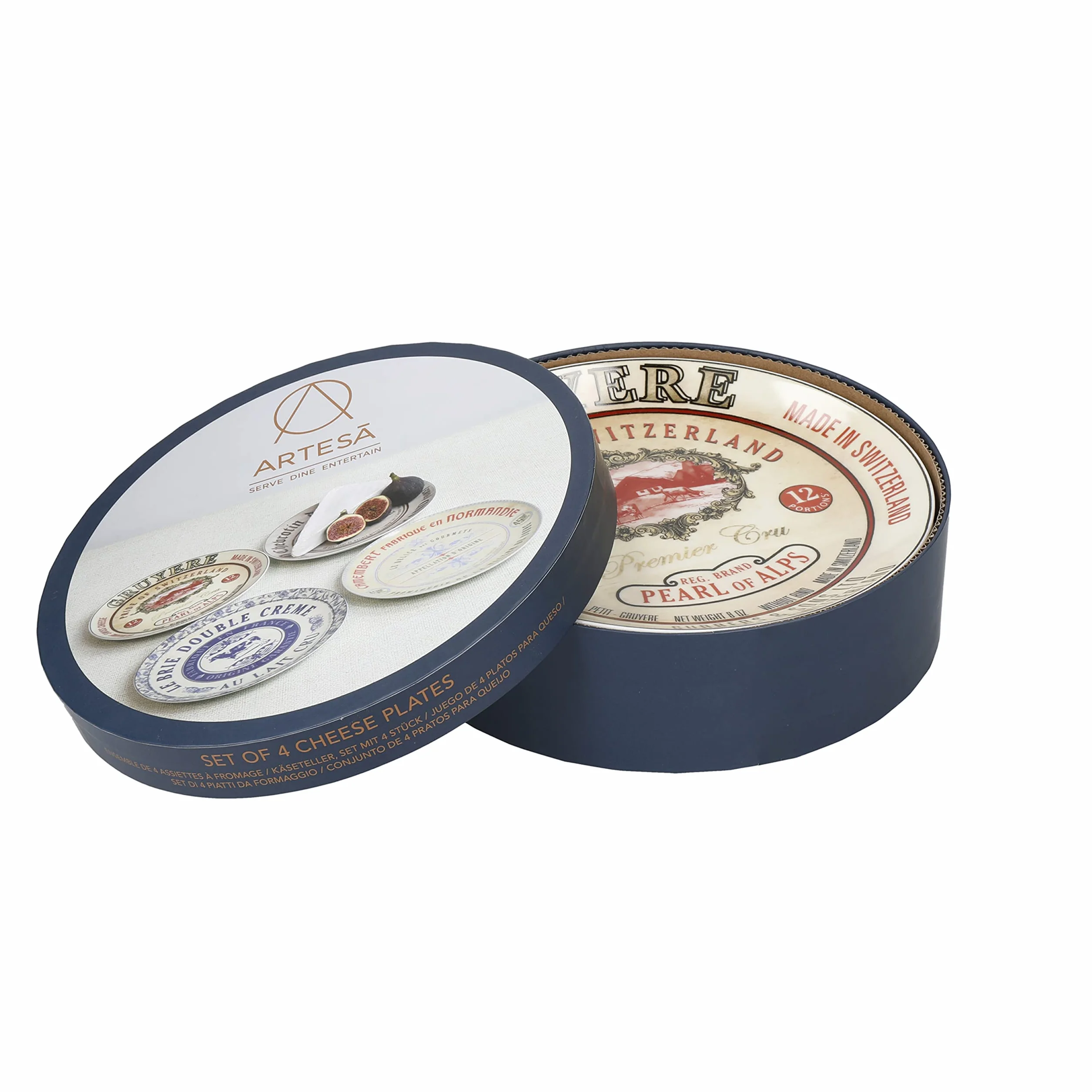 Artesà Zestaw 4 ceramicznych talerzyków, 19,1 cm (7,5 cala) „Gourmet Cheese”