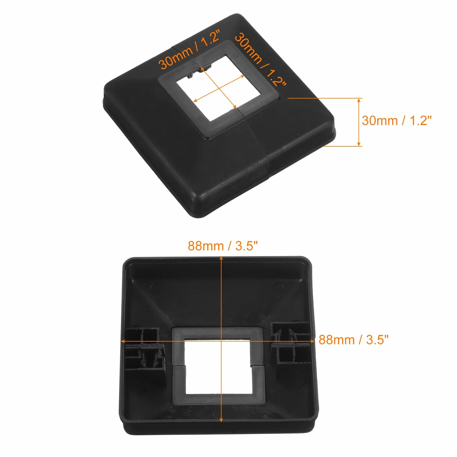 QUARKZMAN Osłona podstawy słupka, 2 szt. 30 x 30 mm / 1,2" x 1,2" x 1,2" plastikowa osłona na dno słupka do ogrodzenia balustrady schodów balkonowych, 88 x 88 mm / 3,5 x 3,5" (łącznie)