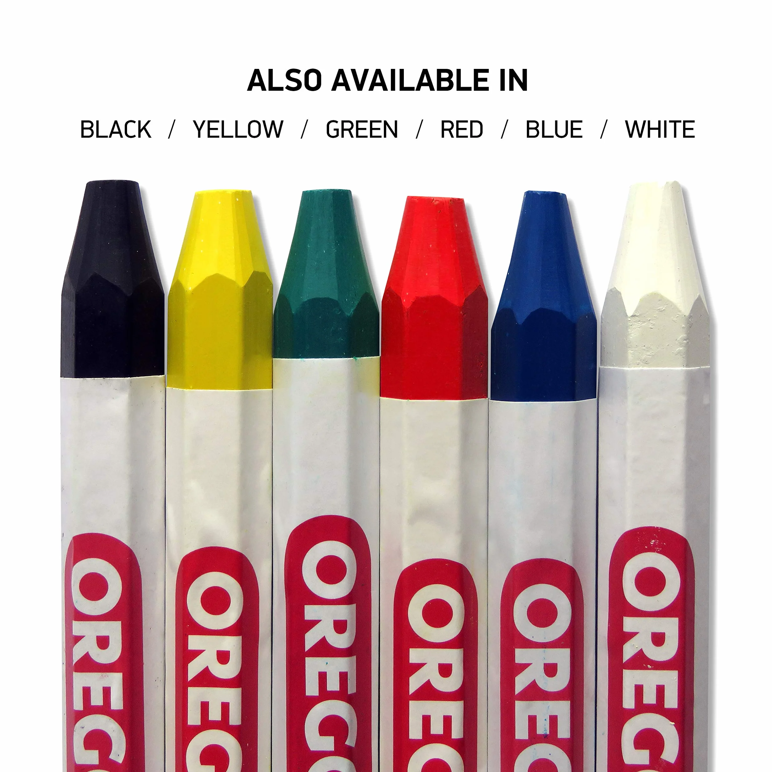 Oregon Marking Crayon profesjonalny 6-stronny marker kredowy, do pisania na drewnie, metalu, kamieniu, betonie, płytkach, ceramice, tworzywie sztucznym, szkle i wielu innych, 12 sztuk, czerwony (295361)