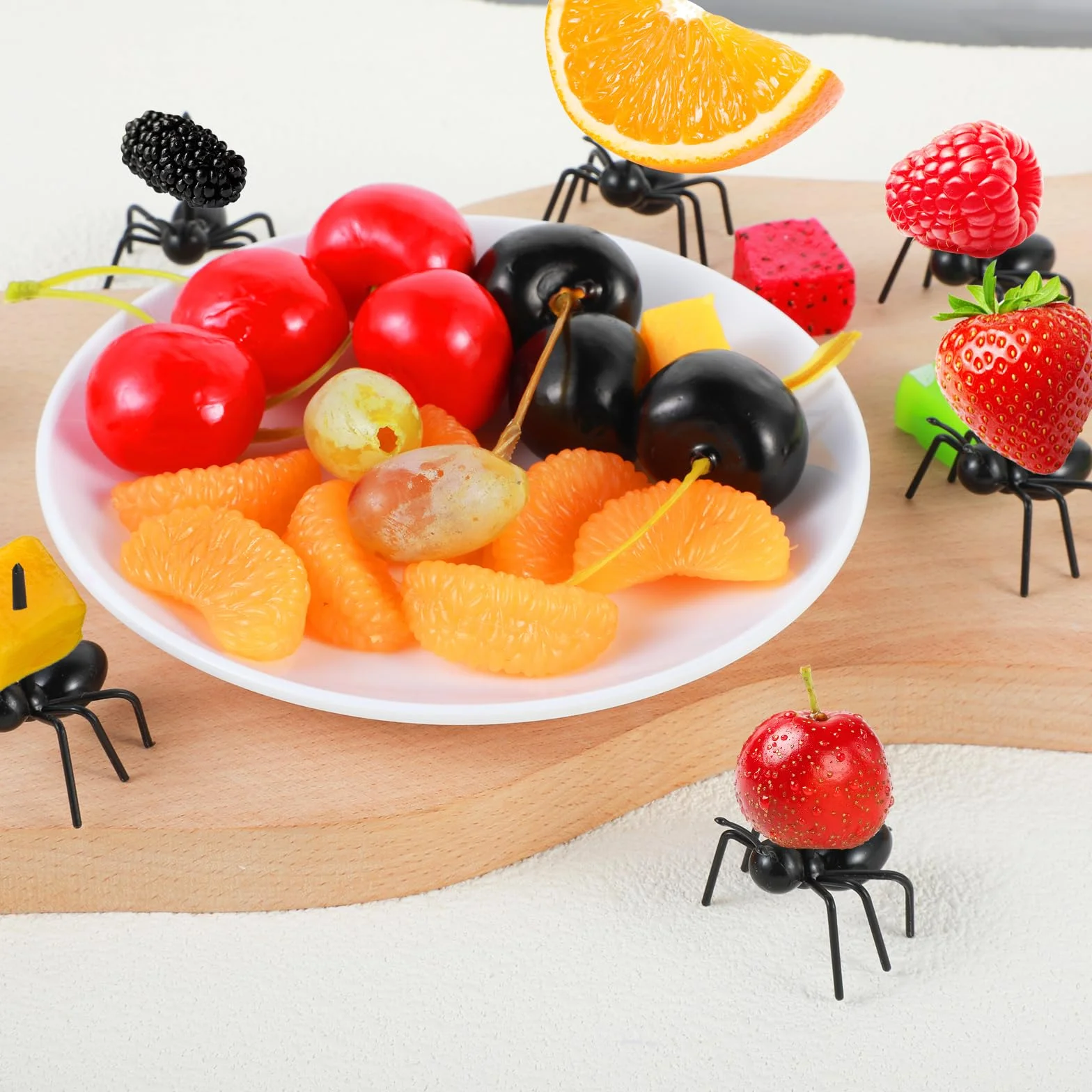 36 sztuk dziwacznych widelców do owoców, wykałaczki, owoce, widelce do deserów, wielokrotnego użytku, na imprezę z motywem bug, urodziny, Halloween, dekoracja na przekąski, ciasto, desery