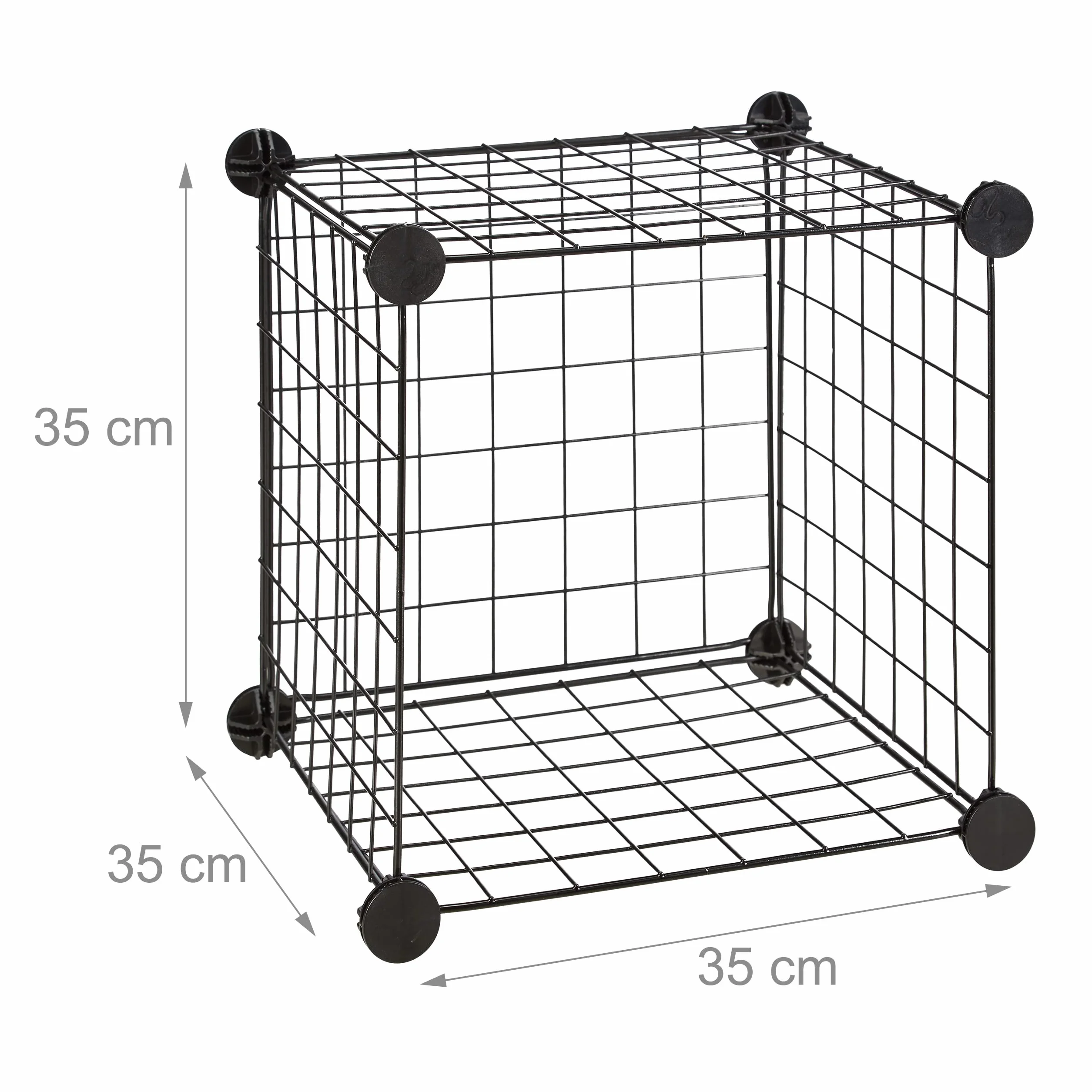 Relaxdays Modułowa półka kratowa, 16 przegródek, regał kostkowy, otwarty system przechowywania, 35 x 35 cm, metalowy stojak DIY, czarny