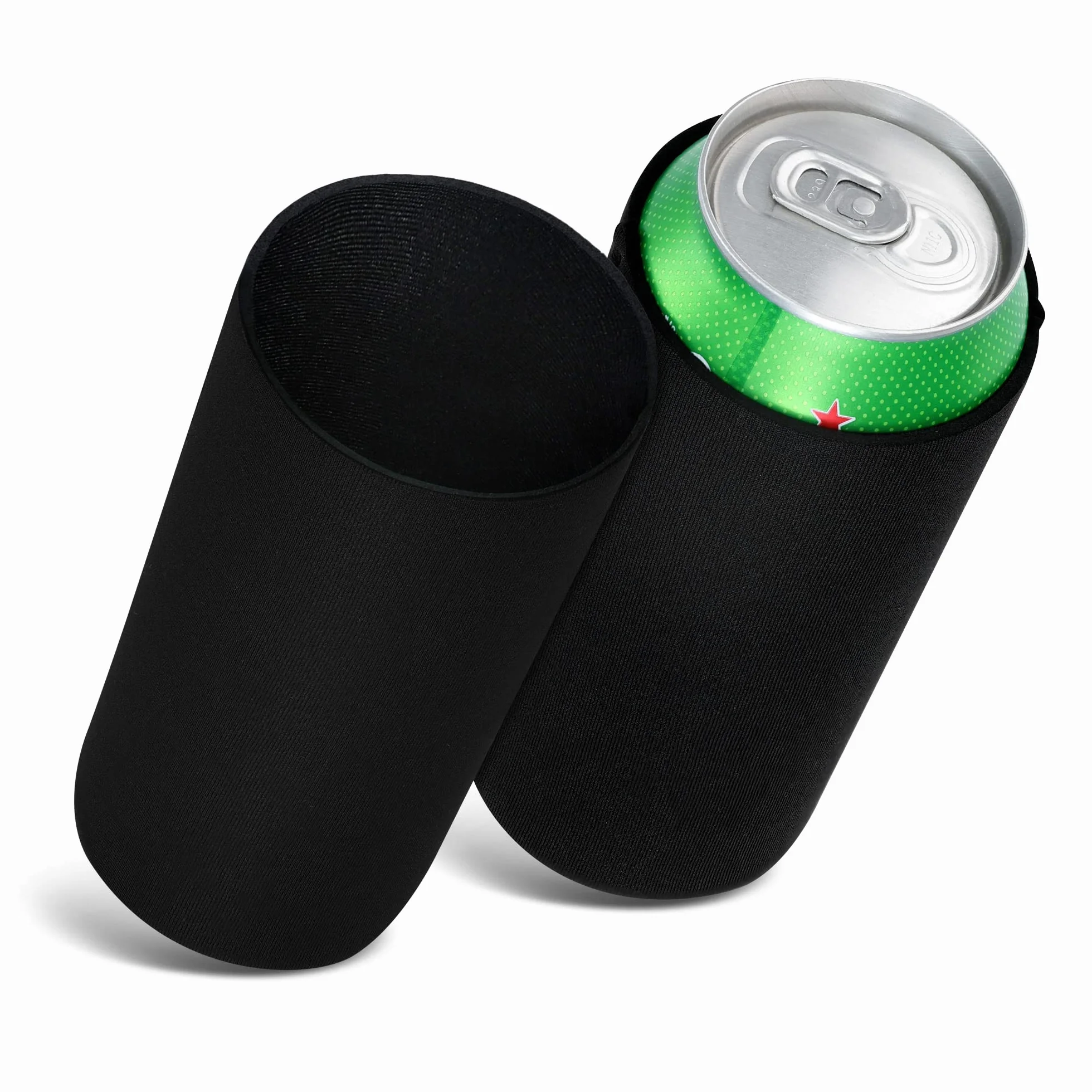 kwmobile Zestaw 2 neoprenowych chłodziarek do puszek 500 ml – czarne