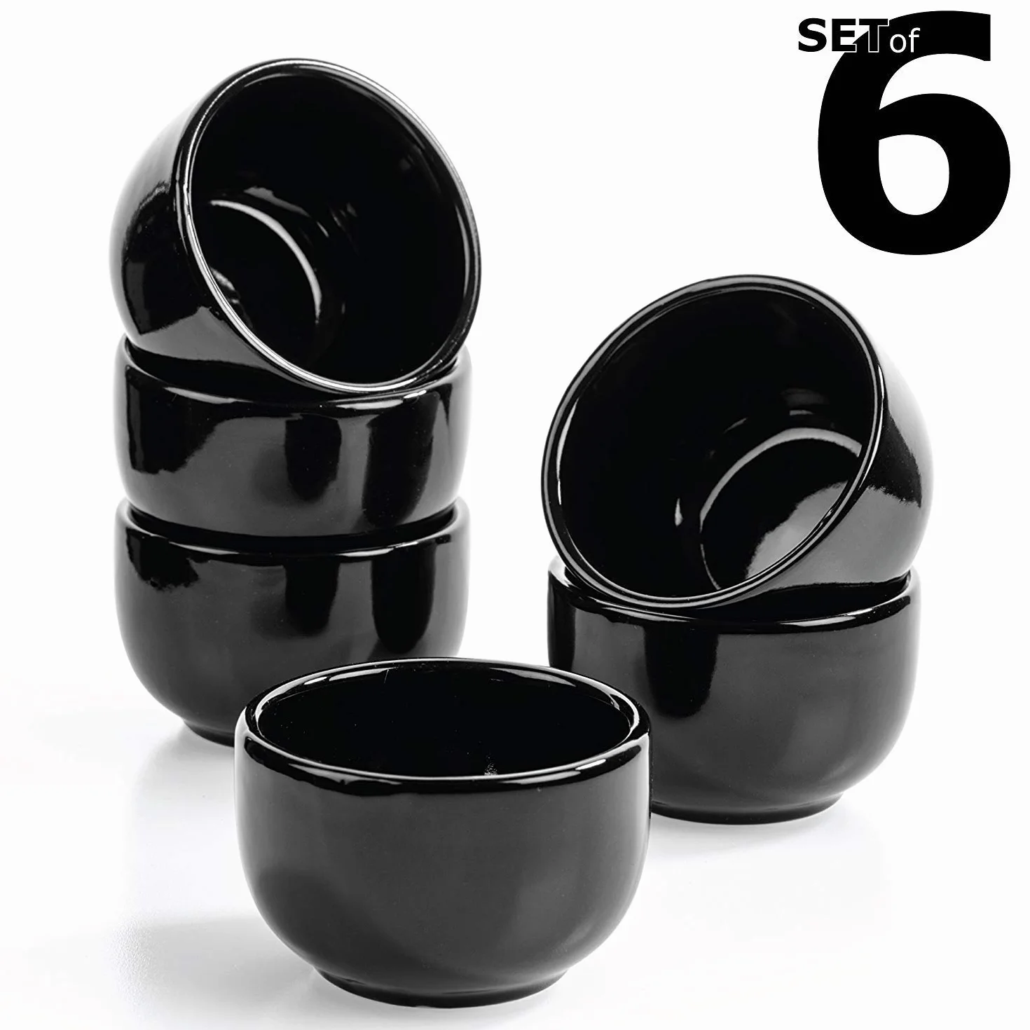 Kuro miseczki na sosy zestaw 6 sztuk czarne kamionka Ø 6 x 4 cm do sushi i sosu sojowego