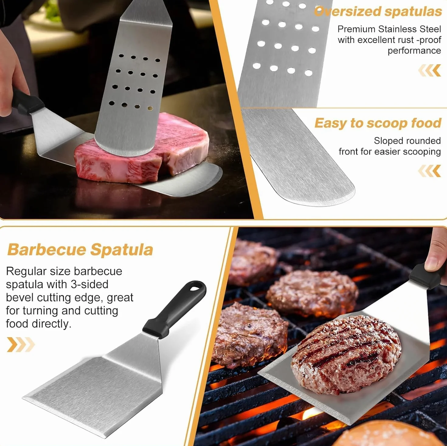 Zestaw akcesoriów do grilla, 20 szt. płaskich akcesoriów do grilla Blackstone Camp Chef, zestaw metalowych szpatułek z prasą do burgerów, osłona do nalewania, kopuła do topienia, szczypce